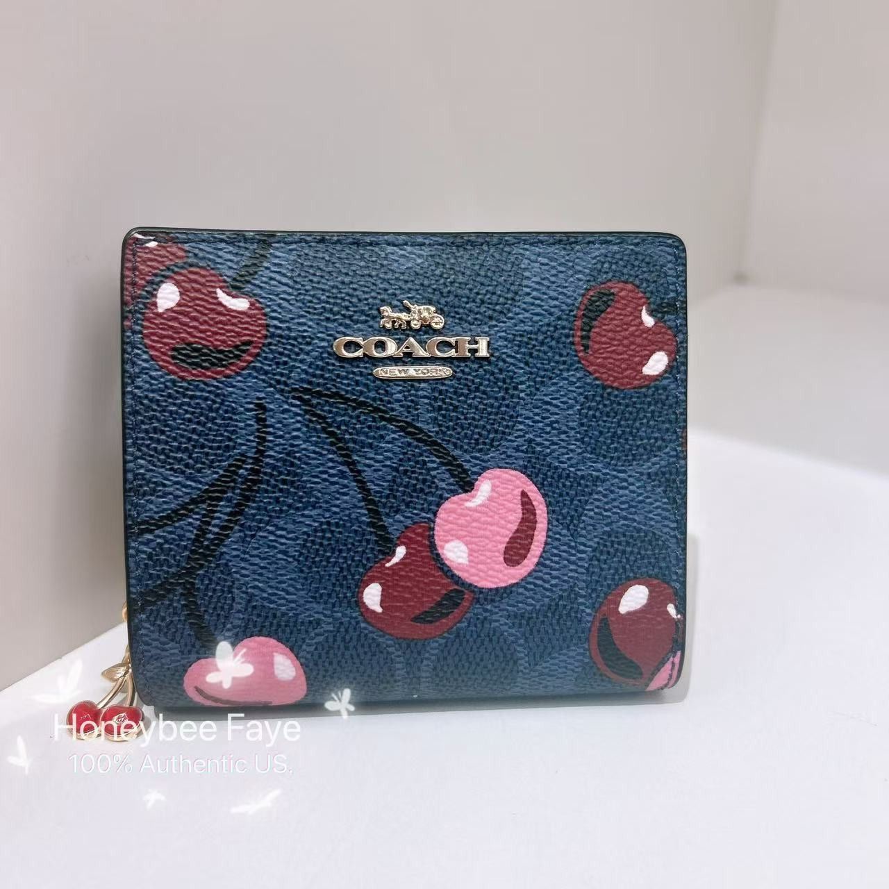 Coach 🍒 Snap Wallet In Signature Canvas With Cherry Print CZ347 Size ONE SIZE - 1 Thumbnail