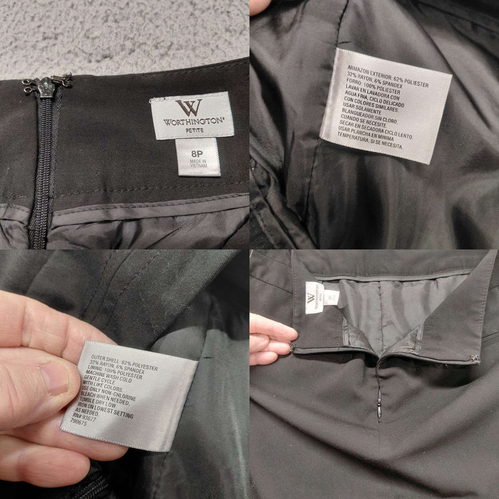 Worthington Worthington Petite Skirt Women 8P Black Pencil Pockets Zipper Preppy Cute Midi Skirt Womens Size 30" / US 8 / IT 44 - 8 Thumbnail