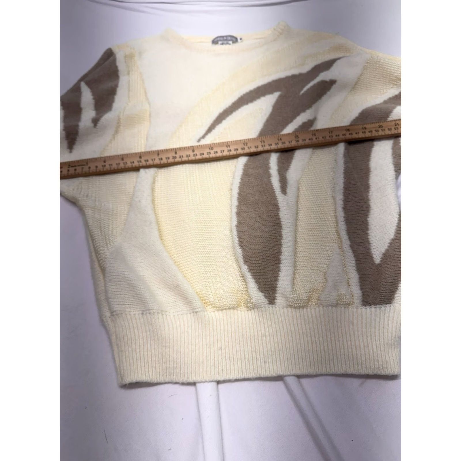Vintage VINTAGE White Stag sweater Med Cream & Brown Cable Knitting Oversized 80's Size M / US 6-8 / IT 42-44 - 6 Thumbnail