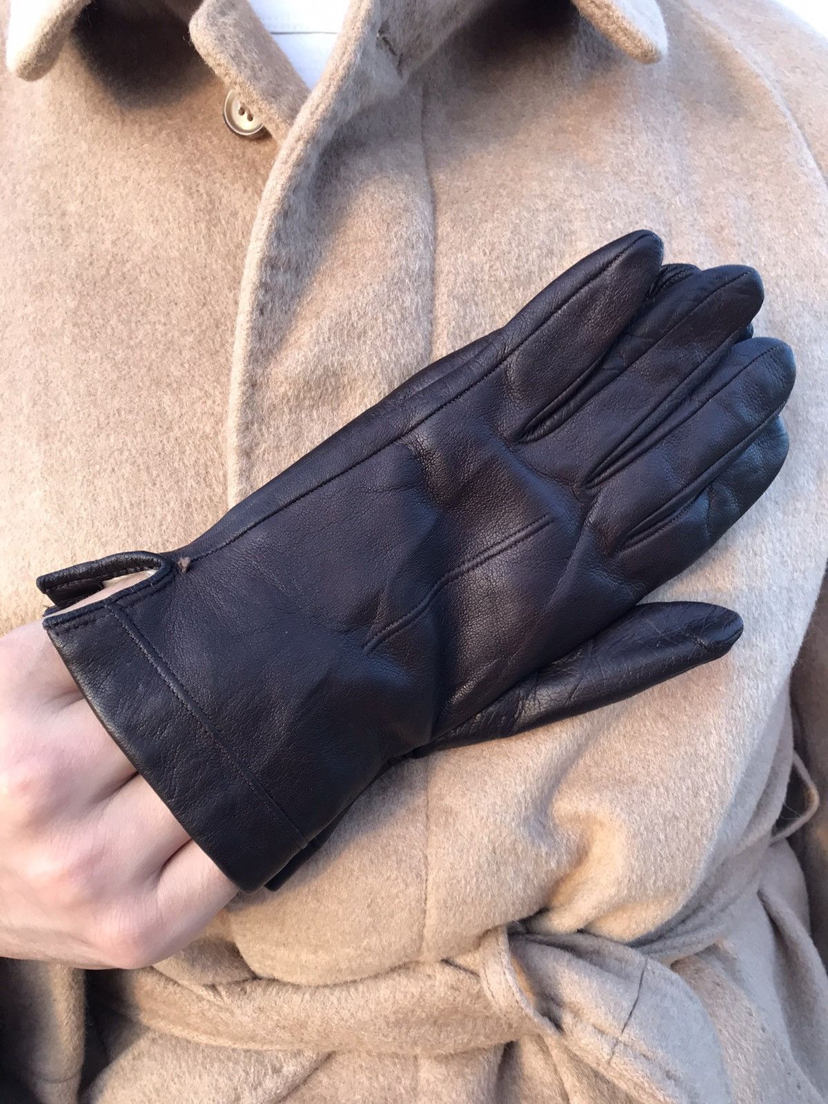 Handmade HANDMADE RABBIT FUR LINED LEATHER GLOVES Size 28 - 2 Thumbnail