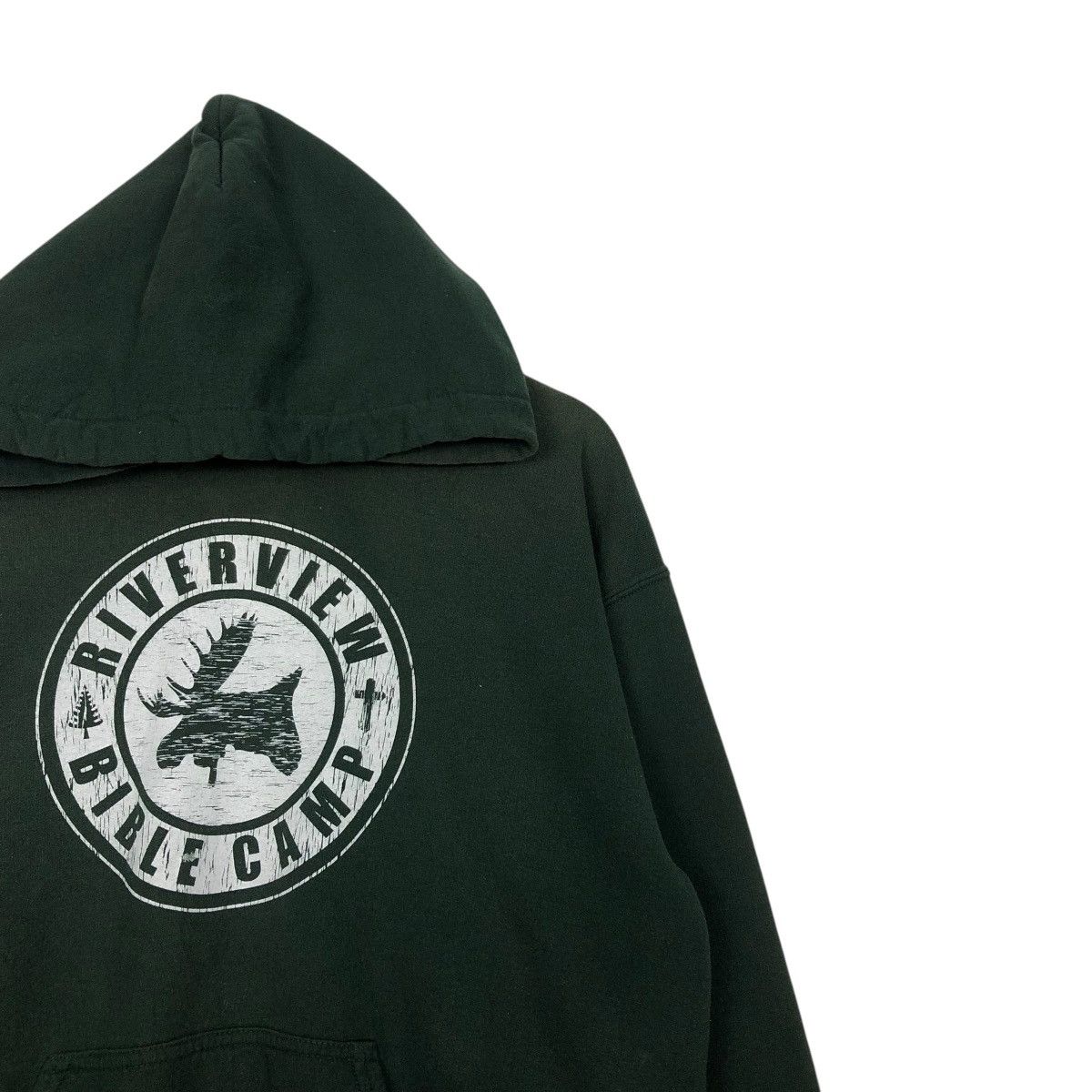 Vintage 🔥RICH GREEN HOODIE PULL OVER RIVERVIEW BIBLE CAMP BIG LOGO Size US M / EU 48-50 / 2 - 8 Thumbnail