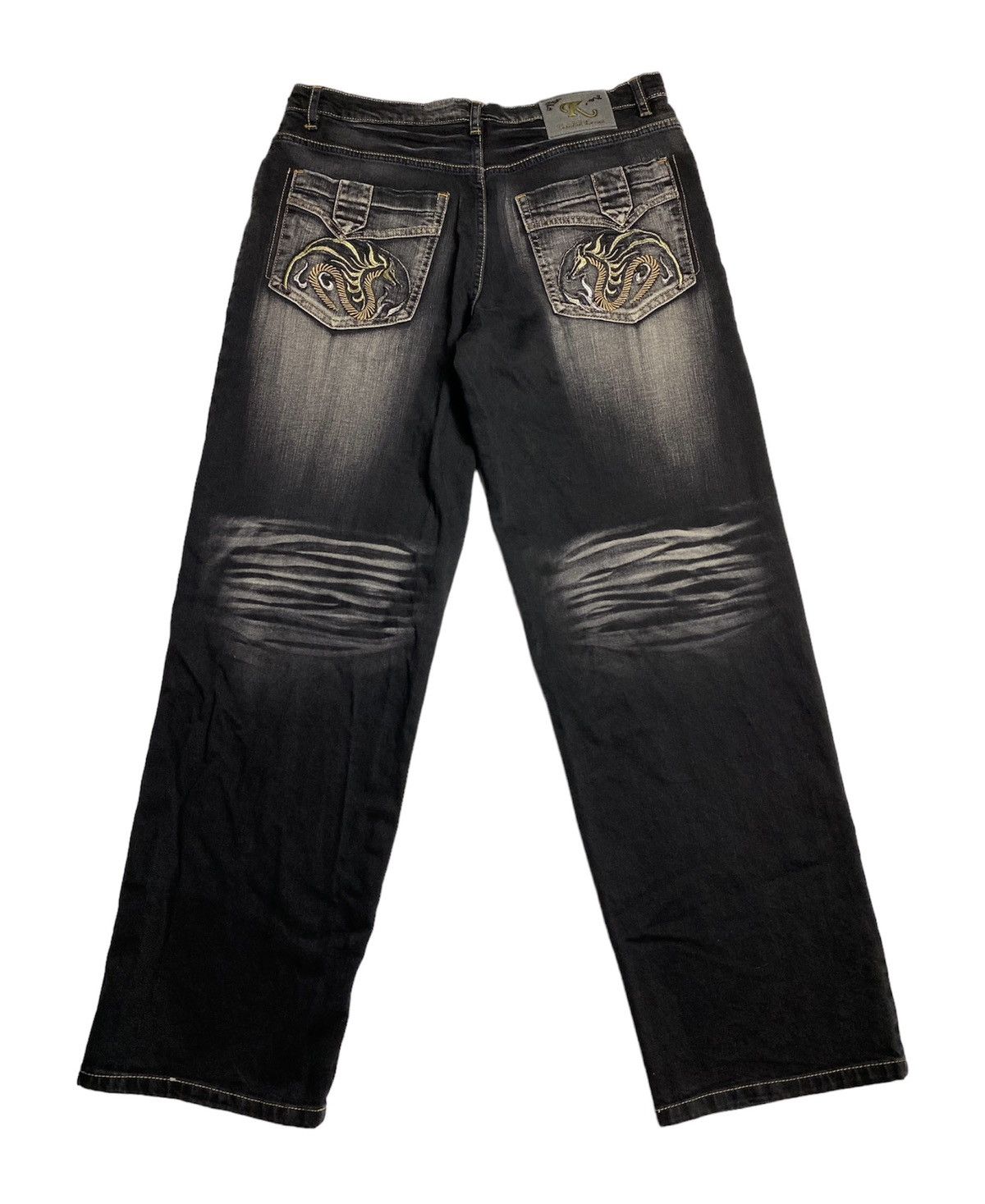 image of Beauty Beast x If Six Was Nine Mudwash Dragon Embroidery Candid Keven Jeans Ifsx Style in Black (Si