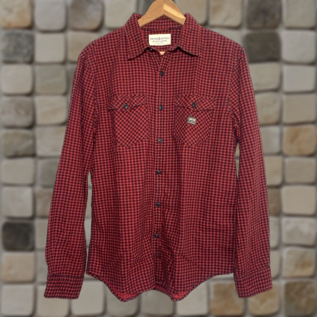 Vintage DENIM & SUPPLY RALPH LAUREN Men’s Button-Up Flannel Shirt Gingham Sz M Red Black Check Long Sleeve Casual Classic Pockets Mens Size US M / EU 48-50 / 2 - 1 Thumbnail