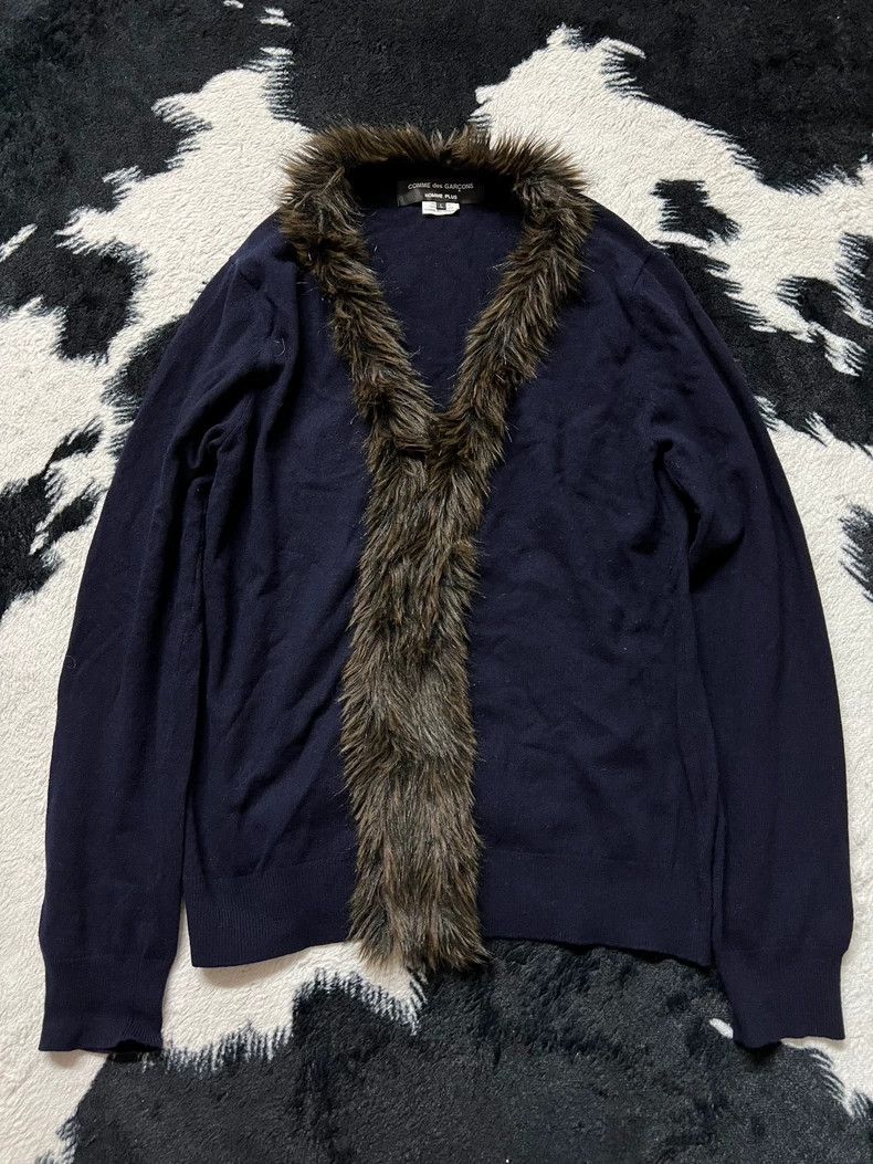 Other Comme Des Garcons Wool cardigan with fur collar Size L / US 10 / IT 46 - 2 Thumbnail