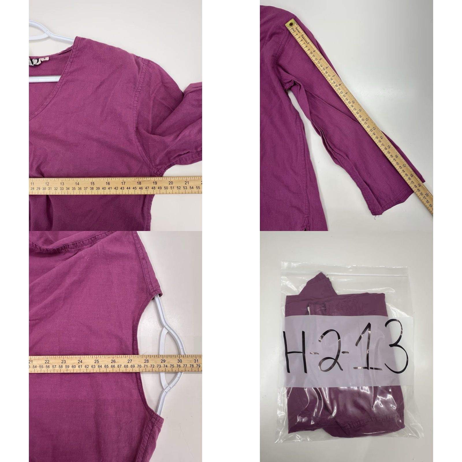 Vintage VINTAGE SW2 Womens Shirt Purple 3/4 Sleeve V-Neck Cotton Small Blouse Womens 70s 80s 90s Size S / US 4 / IT 40 - 8 Thumbnail