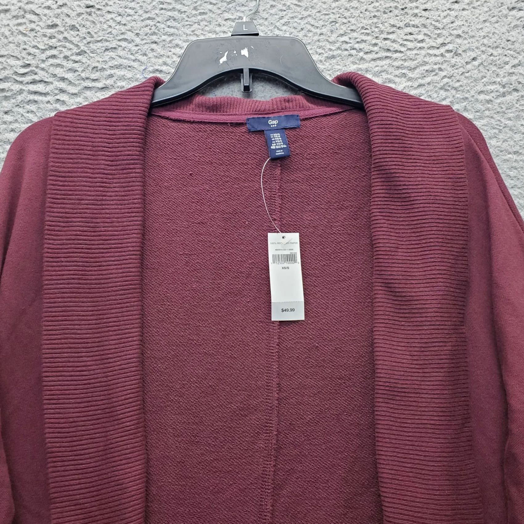 Gap Gap Womens XS Burgundy Knit Open Front Shawl Collar Cardigan Sweater Size XS / US 0-2 / IT 36-38 - 6 Thumbnail