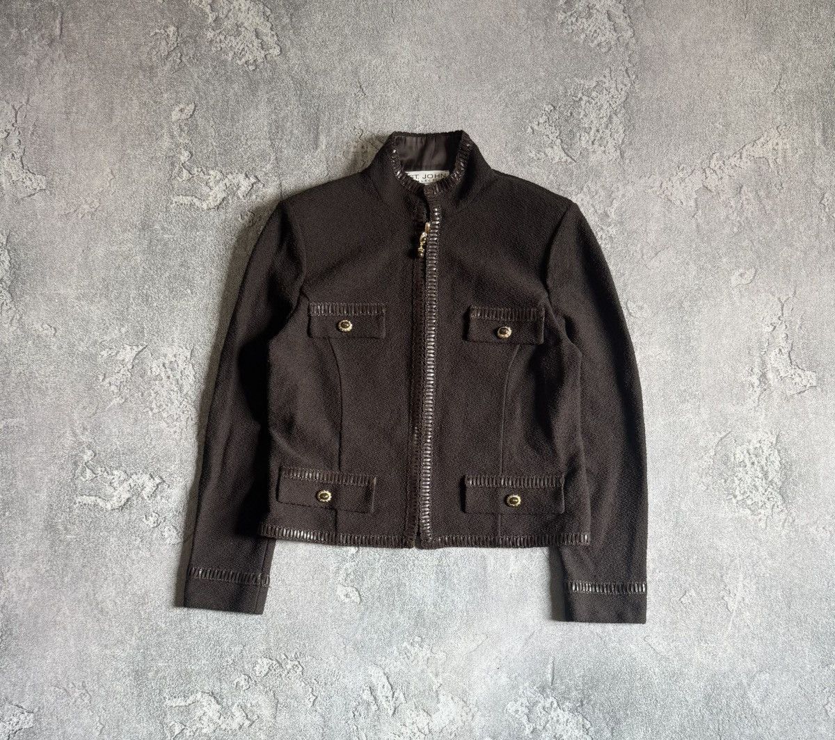 St. John ST.JOHN by Marie Gray 10USA zip brown blazer wool jacket Size L / US 10 / IT 46 - 7 Thumbnail