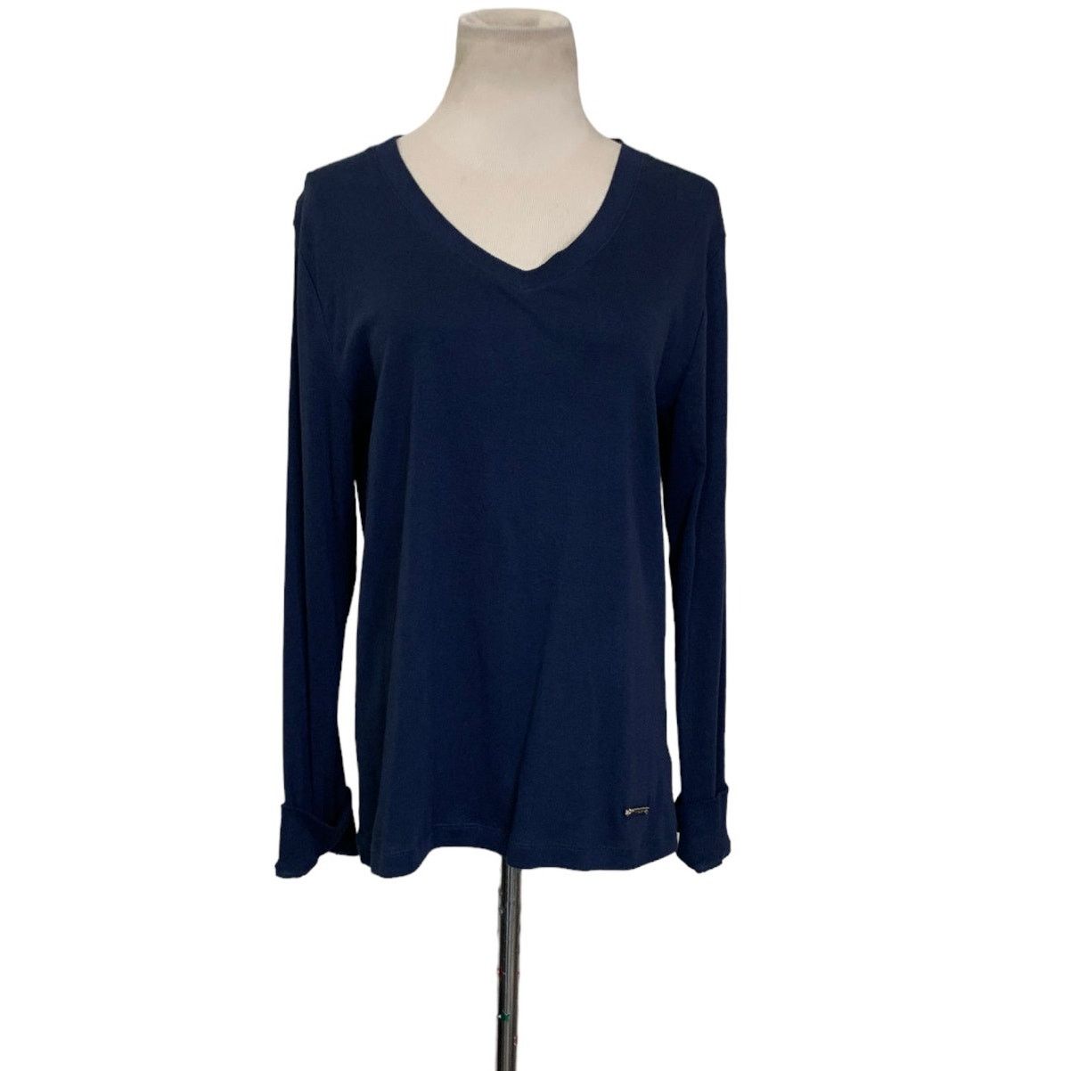 Jones New York Jones New York blue v neck pull over cotton top size large Size L / US 10 / IT 46 - 1 Thumbnail