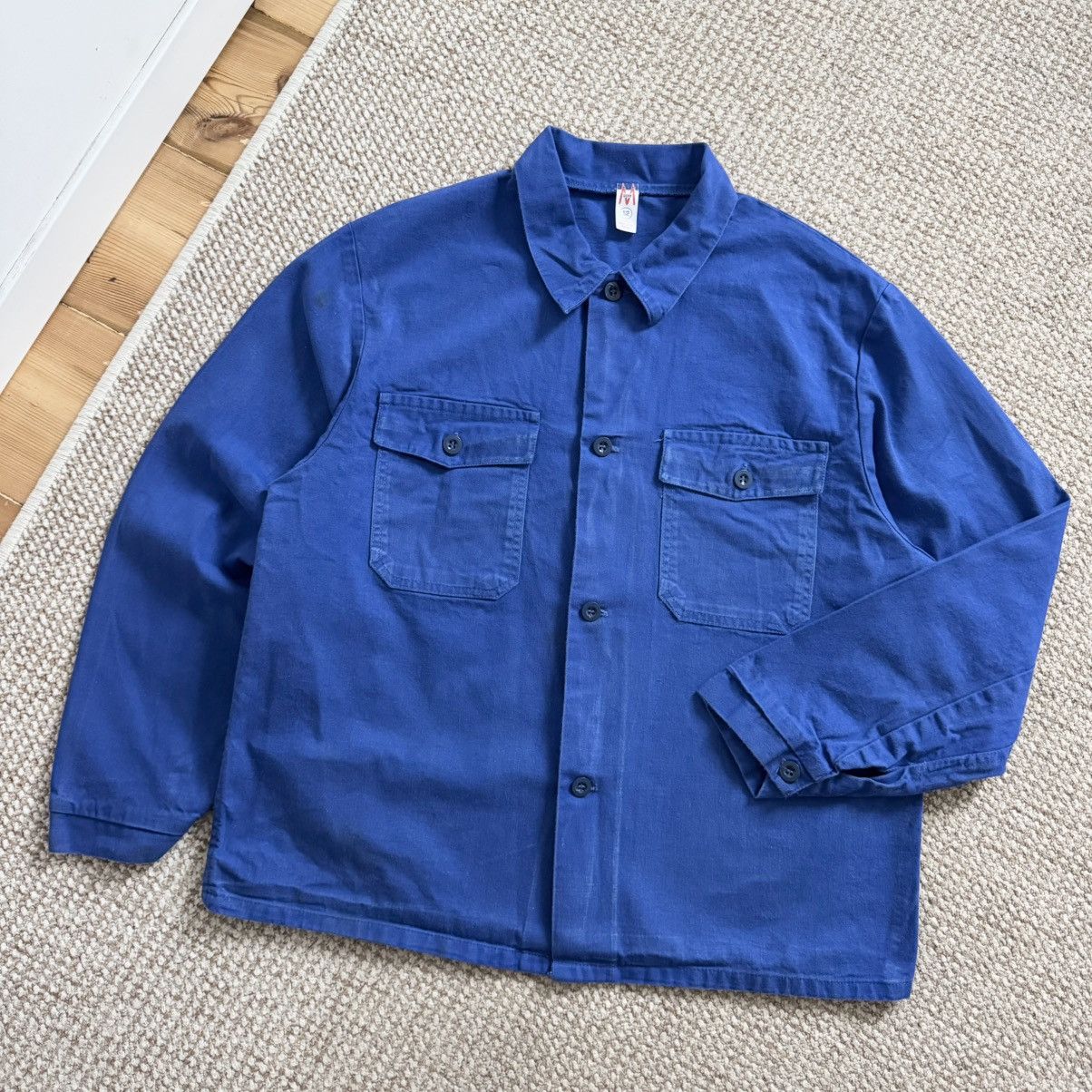 Le Laboureur 80s Work French Faded Two Pockets Sanfor Chore Jacket Size US L / EU 52-54 / 3 - 1 Thumbnail