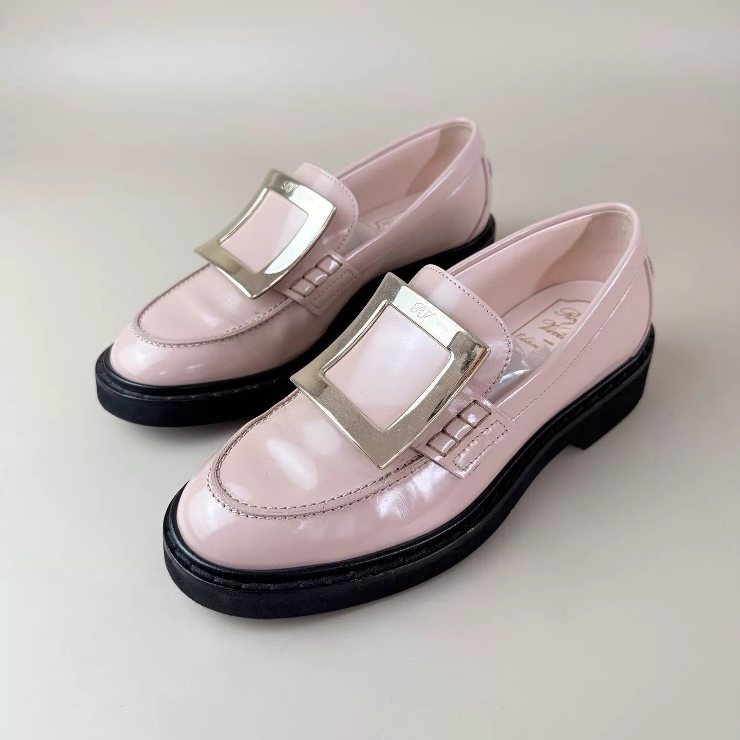Roger Vivier Roger Vivier Pink Gold Square Buckle Loafer 37 Size US 6.5 / IT 36.5 - 1 Thumbnail