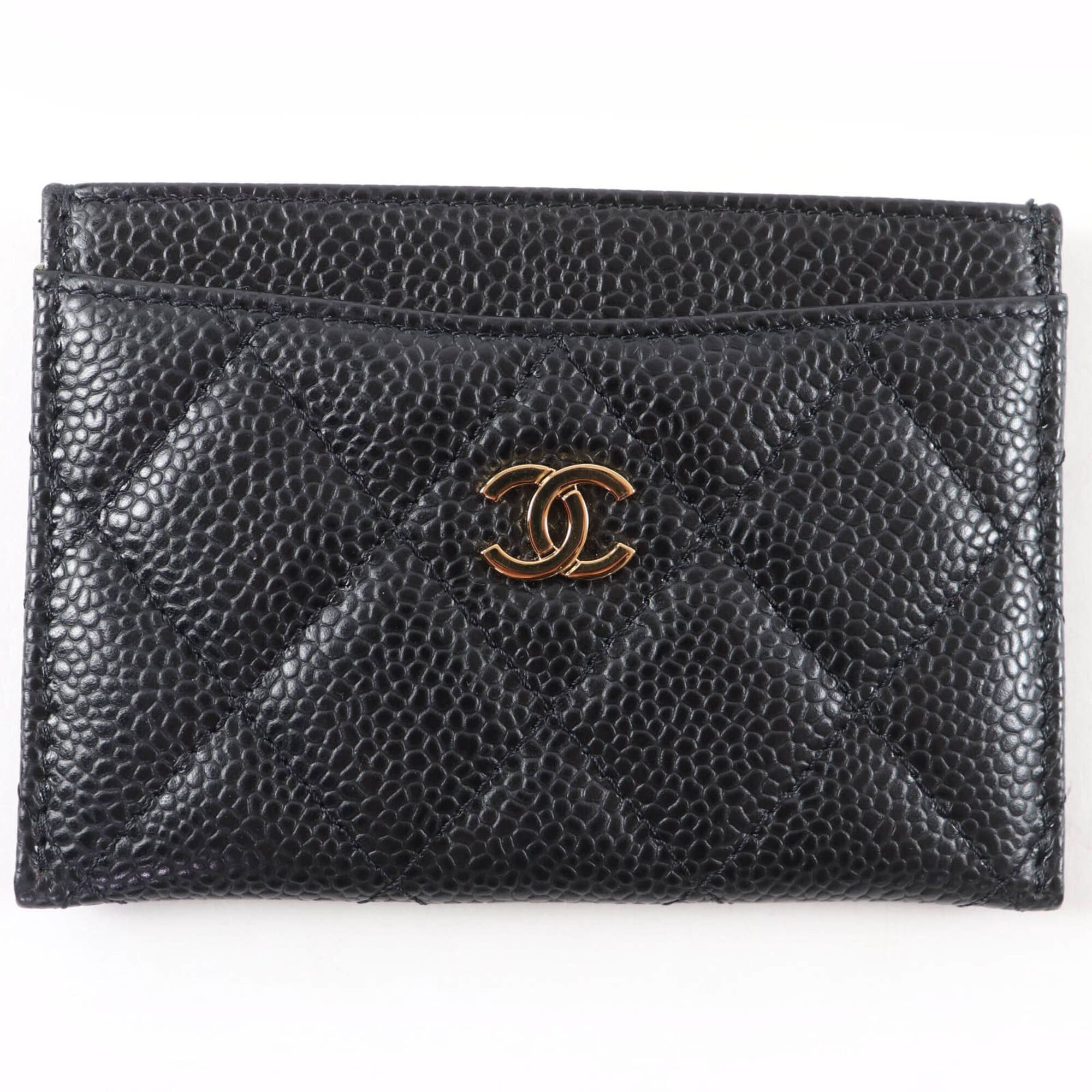 Chanel Chanel Caviar Skin Coco Mark Matelassé Business Card Holder/Card Case/Pass Case Black Gold Hardware Made in Italy Women's Size ONE SIZE - 1 Thumbnail
