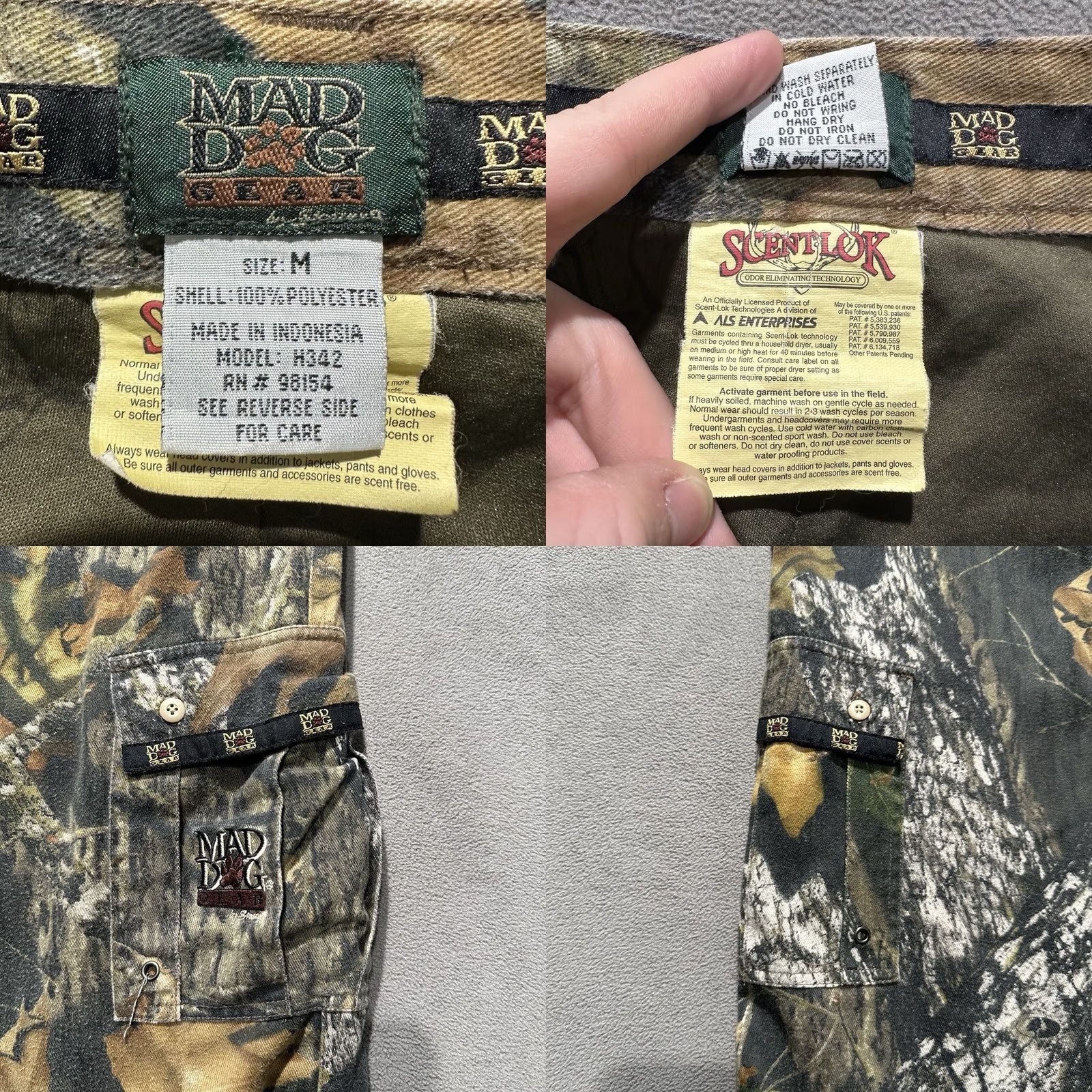 Vintage VINTAGE Mad Dog Pants Mens Medium Brown Camouflage Cargo Pocket ScentLok Belted Size US 31 - 8 Thumbnail