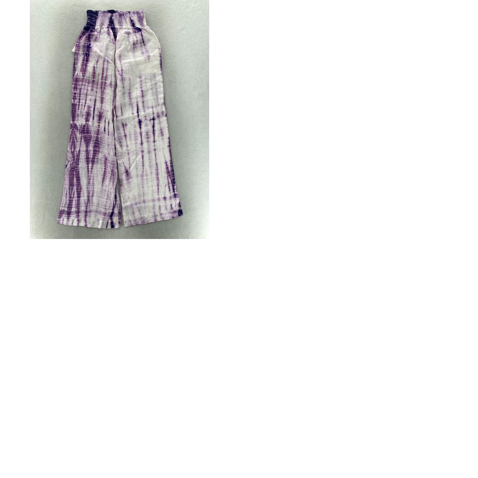 Anthropologie Cloth & Stone X Anthropologie Wide Leg Pants Women's Small Purple Tie Dye Linen Size 42" / US 20 - 9 Thumbnail