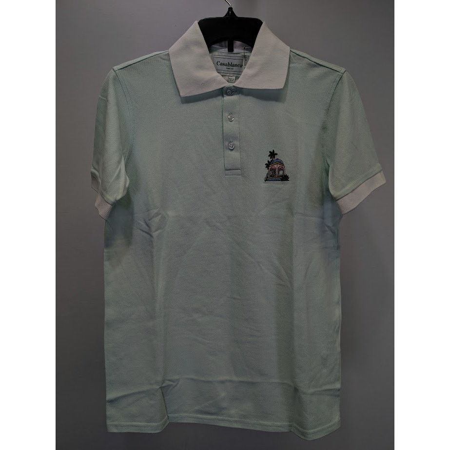 Casablanca o1rshd1 Embroidered Cotton Polo Shirt in Mint Size US L / EU 52-54 / 3 - 2 Thumbnail