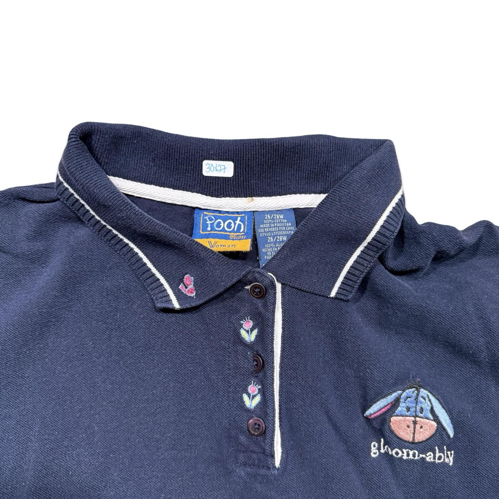Designer Women's Winnie The Pooh Eeyore Embroidered Polo Shirt Size 4XL / US 24-26 - 2 Thumbnail