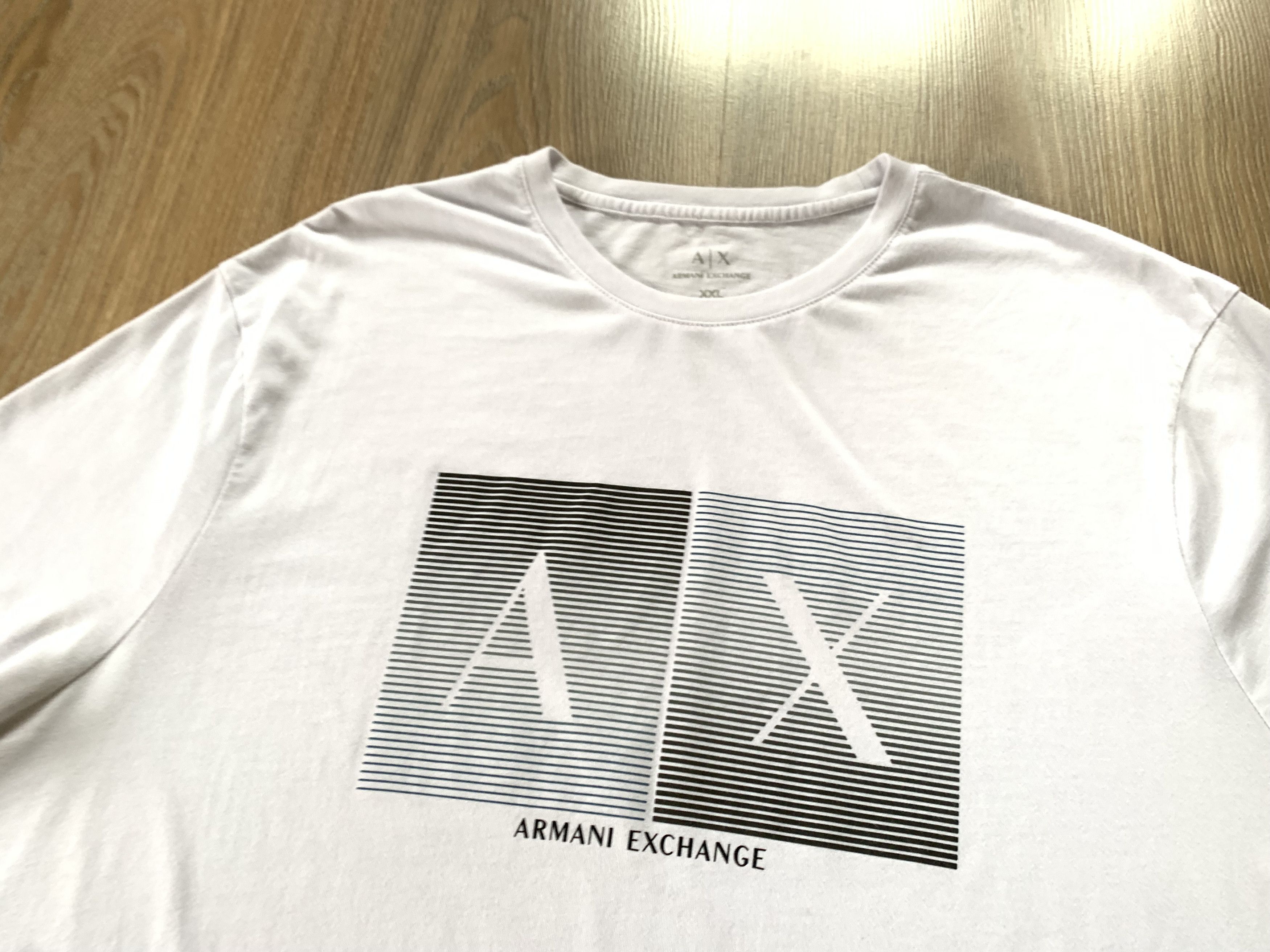 Emporio Armani × Giorgio Armani × Vintage Mens Emporio Armani White Cotton Reflective Print T-Shirt Size US XXL / EU 58 / 5 - 4 Thumbnail