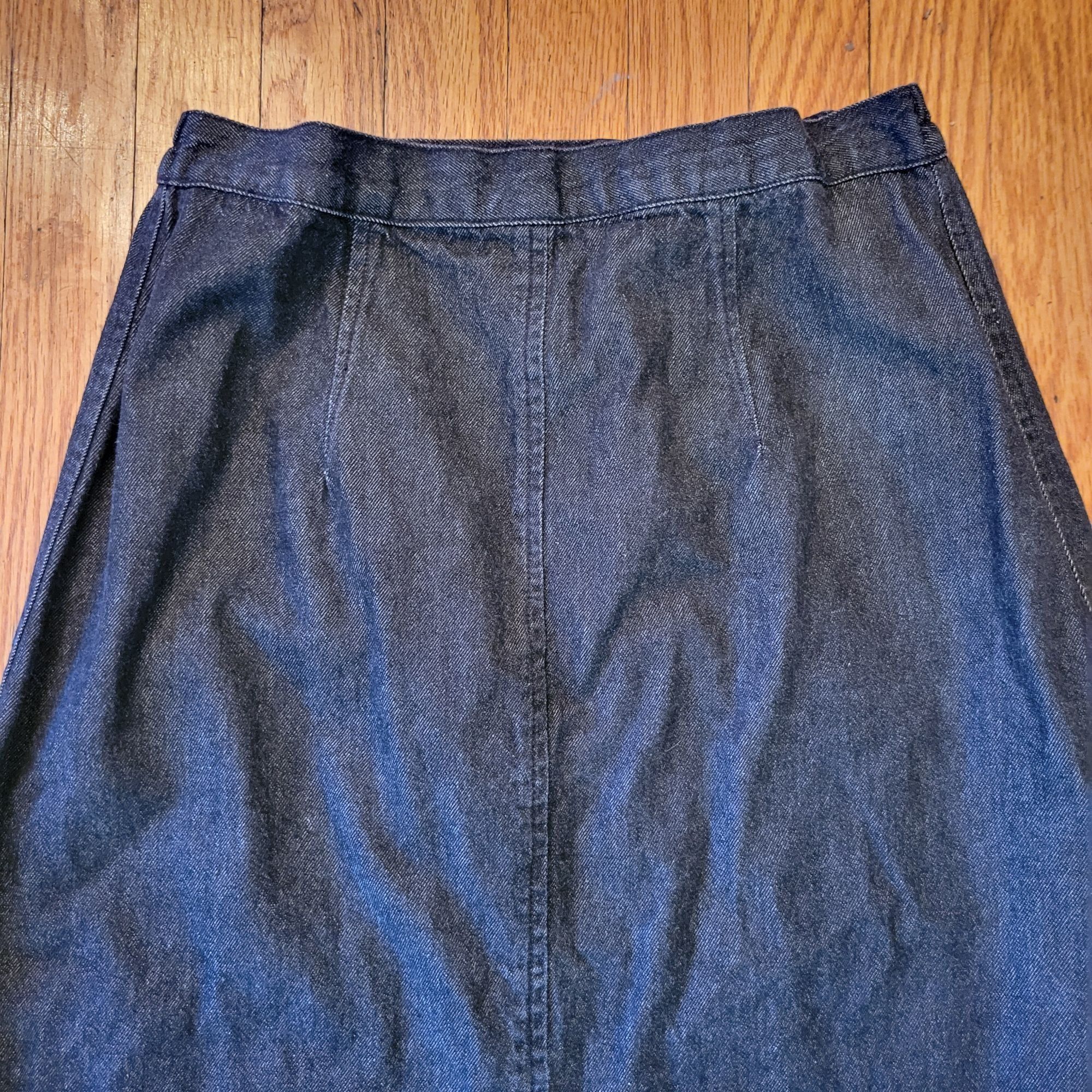 Vintage Roamans 8 Black Denim Long A Line Skirt Cotton Maxi Modest F Size 30" / US 8 / IT 44 - 4 Thumbnail