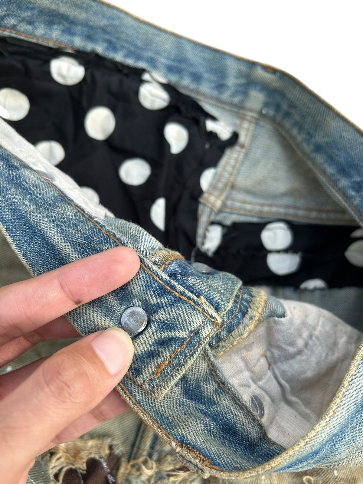 Levi's 80's THRASHED Levi's 6 Selvedge Reconstructed Repair Denim Size US 31 - 12 Thumbnail