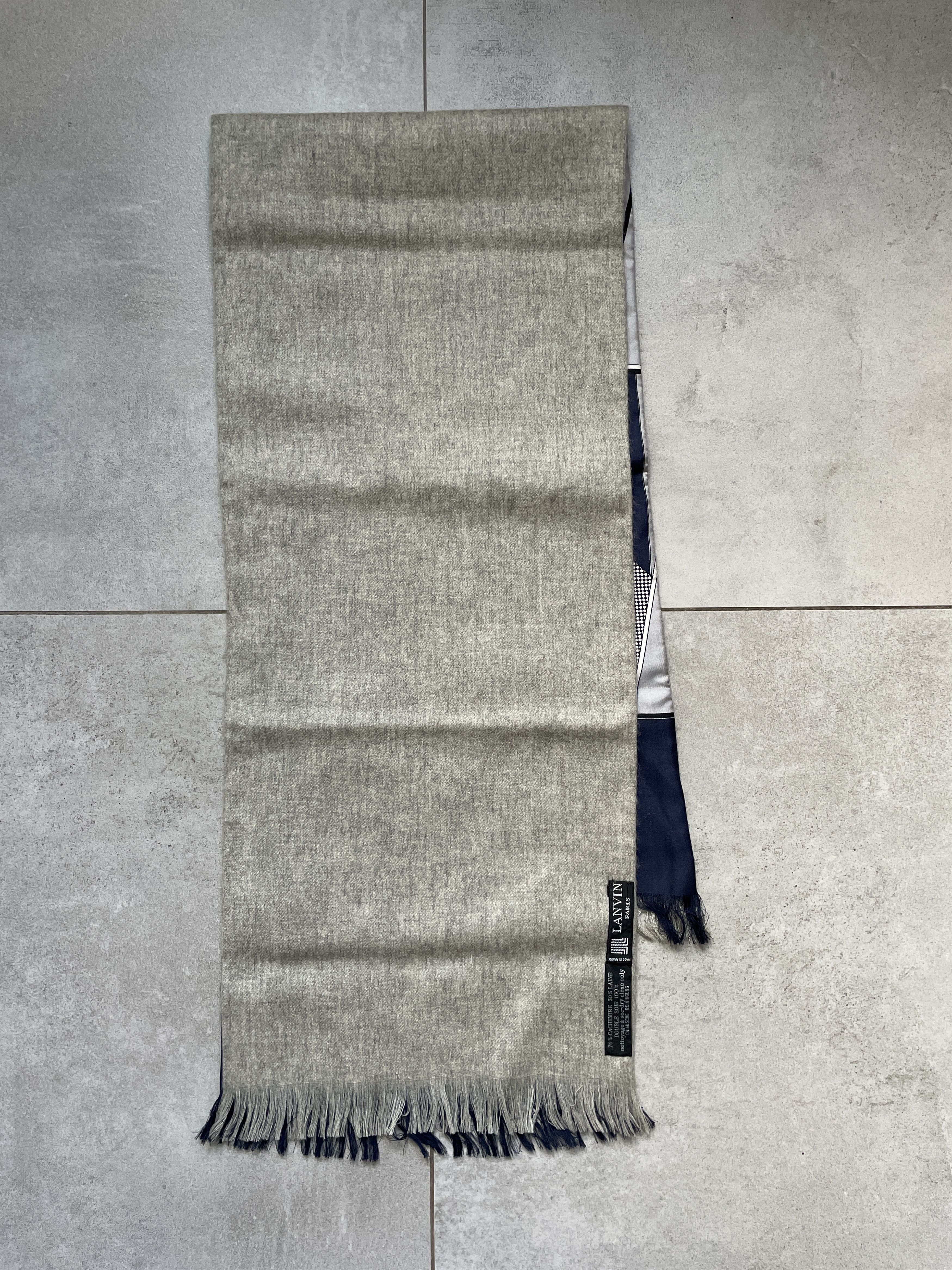 LANVIN PARIS LUXURY REVERSIBLE CASHMERE WOOL SILK SCARF