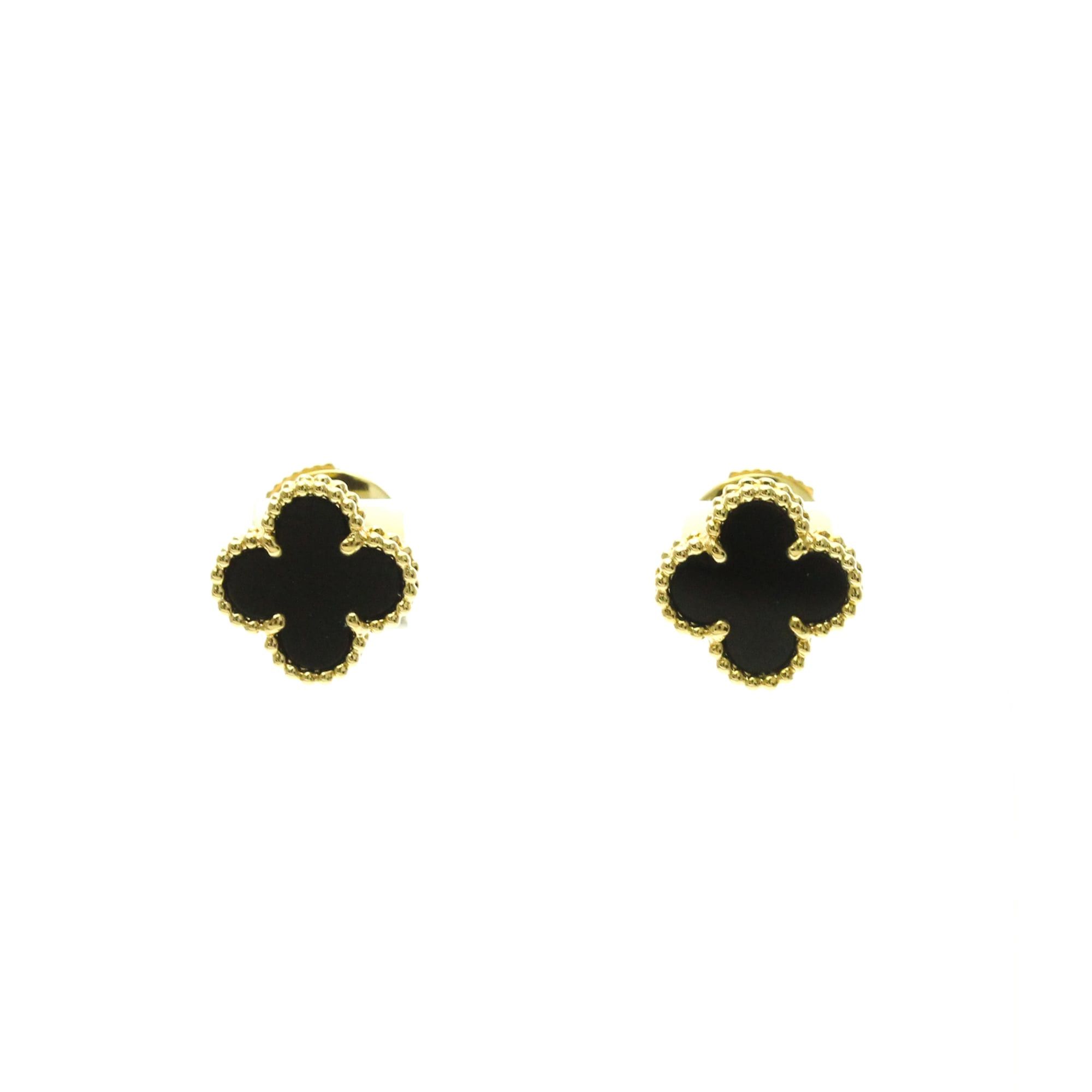 Van Cleef & Arpels Van Cleef & Arpels Sweet Alhambra Onyx Yellow Gold (18K) Stud Earrings Size ONE SIZE - 1 Thumbnail