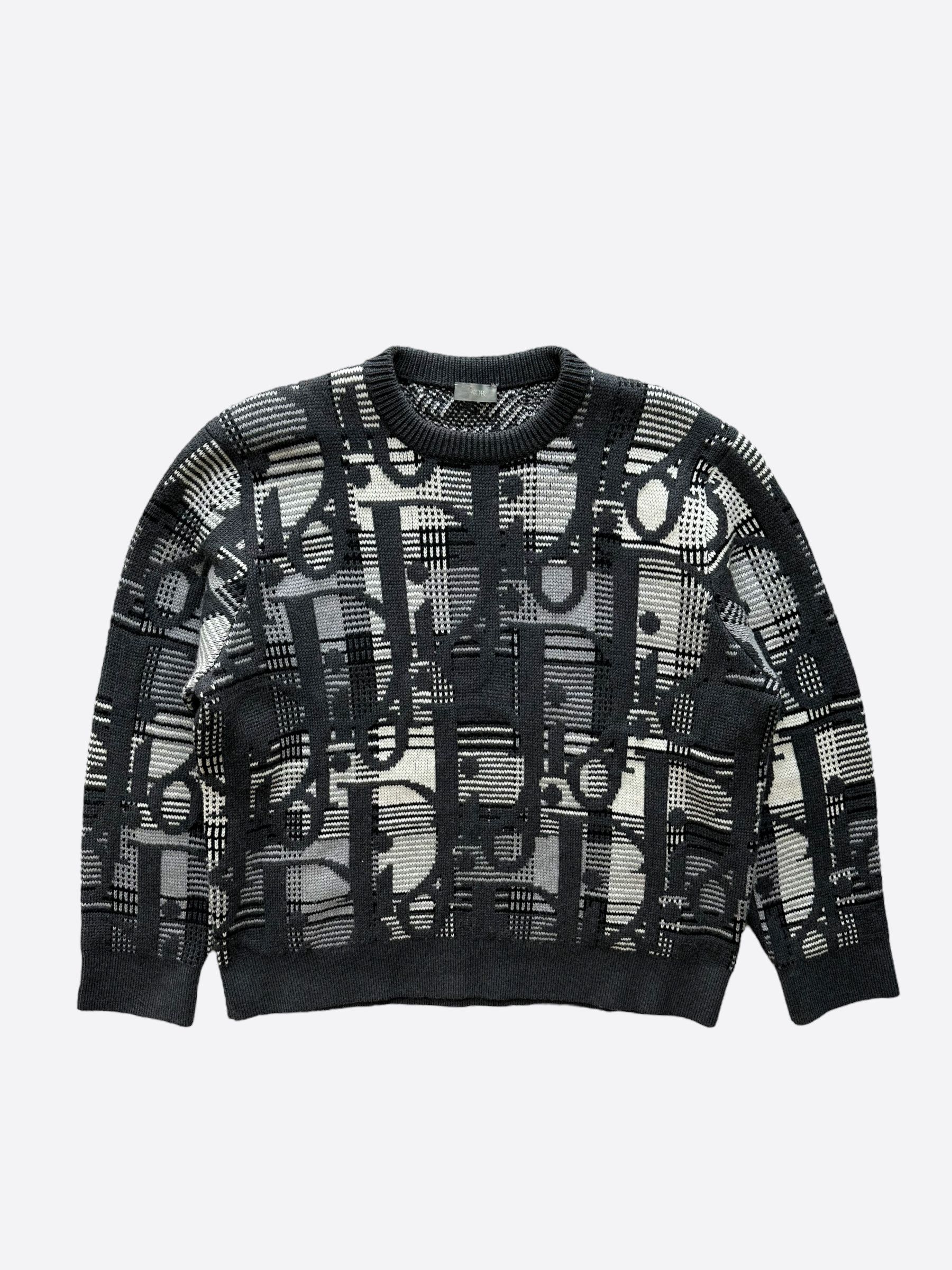 Dior Dior Black & Grey Oblique Knit Sweater Size US XL / EU 56 / 4 - 1 Thumbnail
