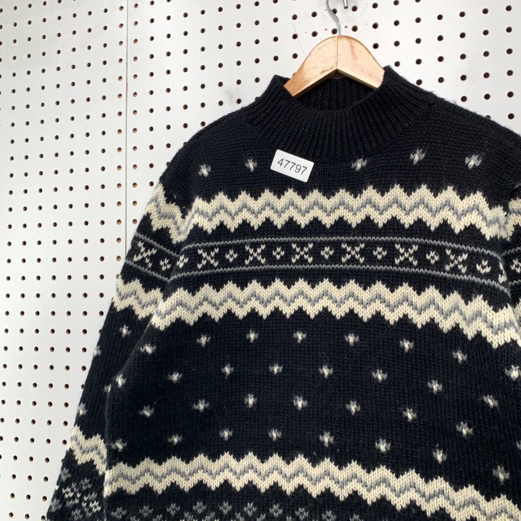 Liz Claiborne Vintage Liz Claiborne Wool Sweater Womens Medium Black Fair Isle Oversized Size M / US 6-8 / IT 42-44 - 6 Thumbnail