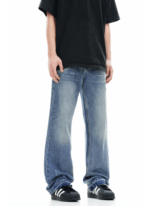 Japanese Brand High street washed and worn casual straight jeans Size US 32 / EU 48 - 2 Thumbnail