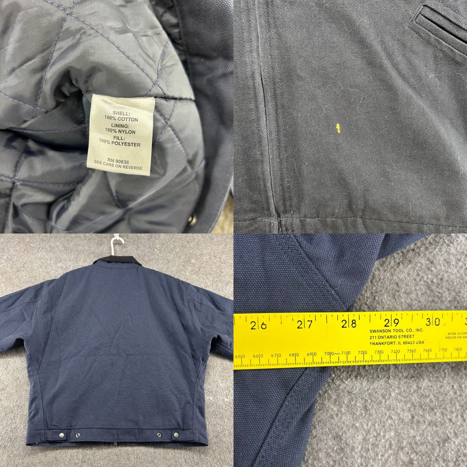 Vintage Corner Stone Jacket Mens XL Blue Navy Canvas Quilted Lined Workwear Bomber Jacket 90s Winter Regular Mens Size US XL / EU 56 / 4 - 8 Thumbnail