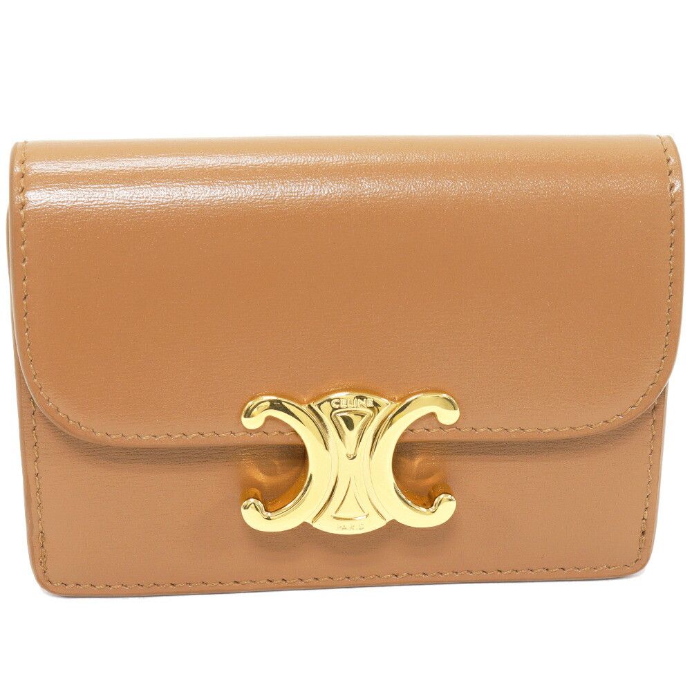 Celine Celine Celine Triomphe Shiny Calfskin Card Case Leather Card Case 10I583DPV.18BU DUTY FREE for USA Size ONE SIZE - 1 Thumbnail