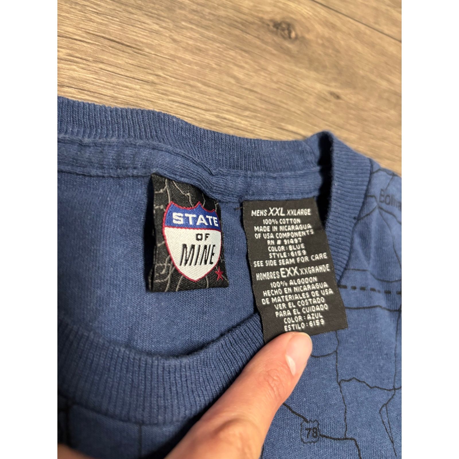 Vintage Vintage Mississppi State Map Blue Tee Sz 2XL Size US XXL / EU 58 / 5 - 3 Thumbnail