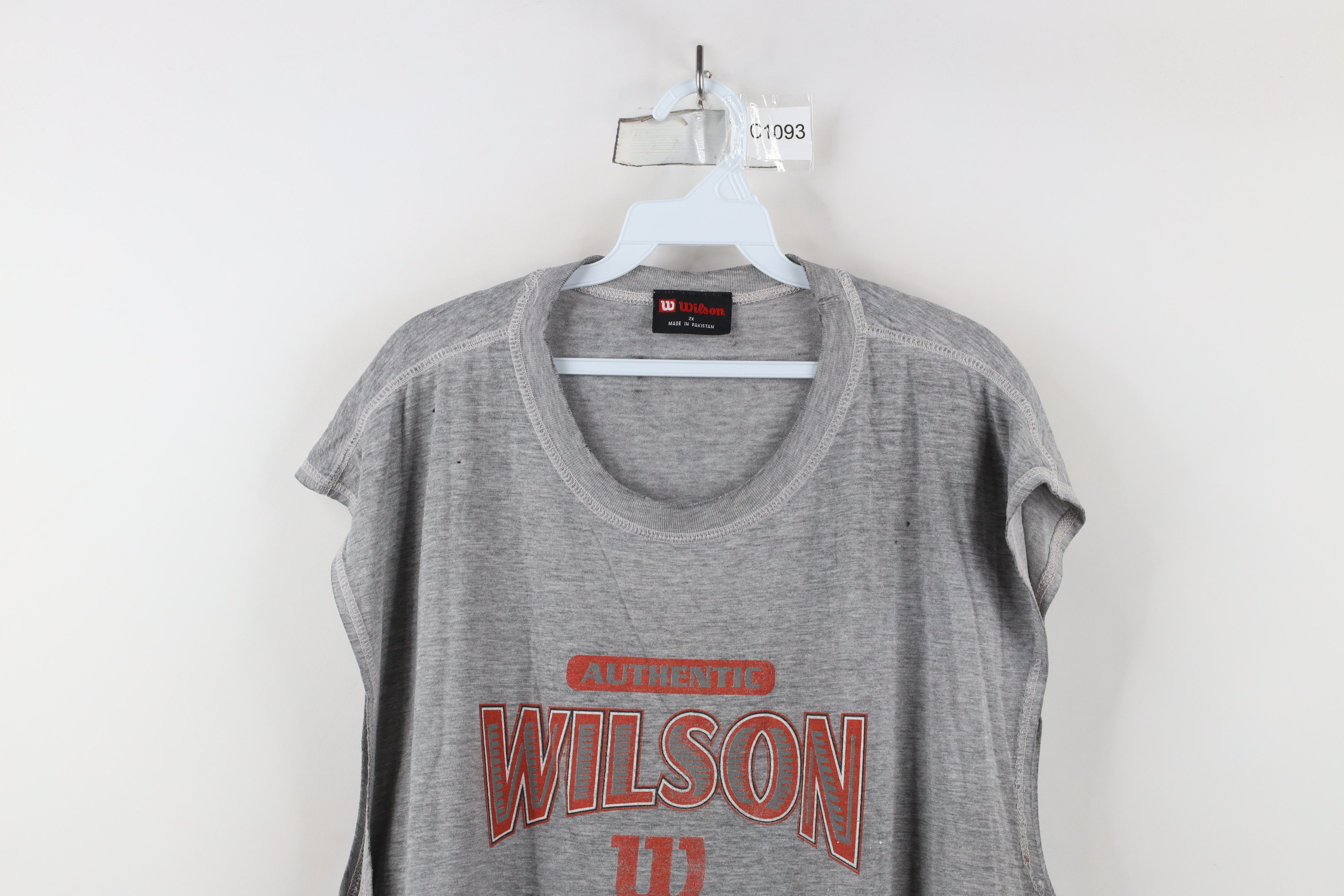 Vintage Vintage 90s Wilson Spell Out Sleeveless Muscle T-Shirt Gray Size US XXL / EU 58 / 5 - 2 Thumbnail