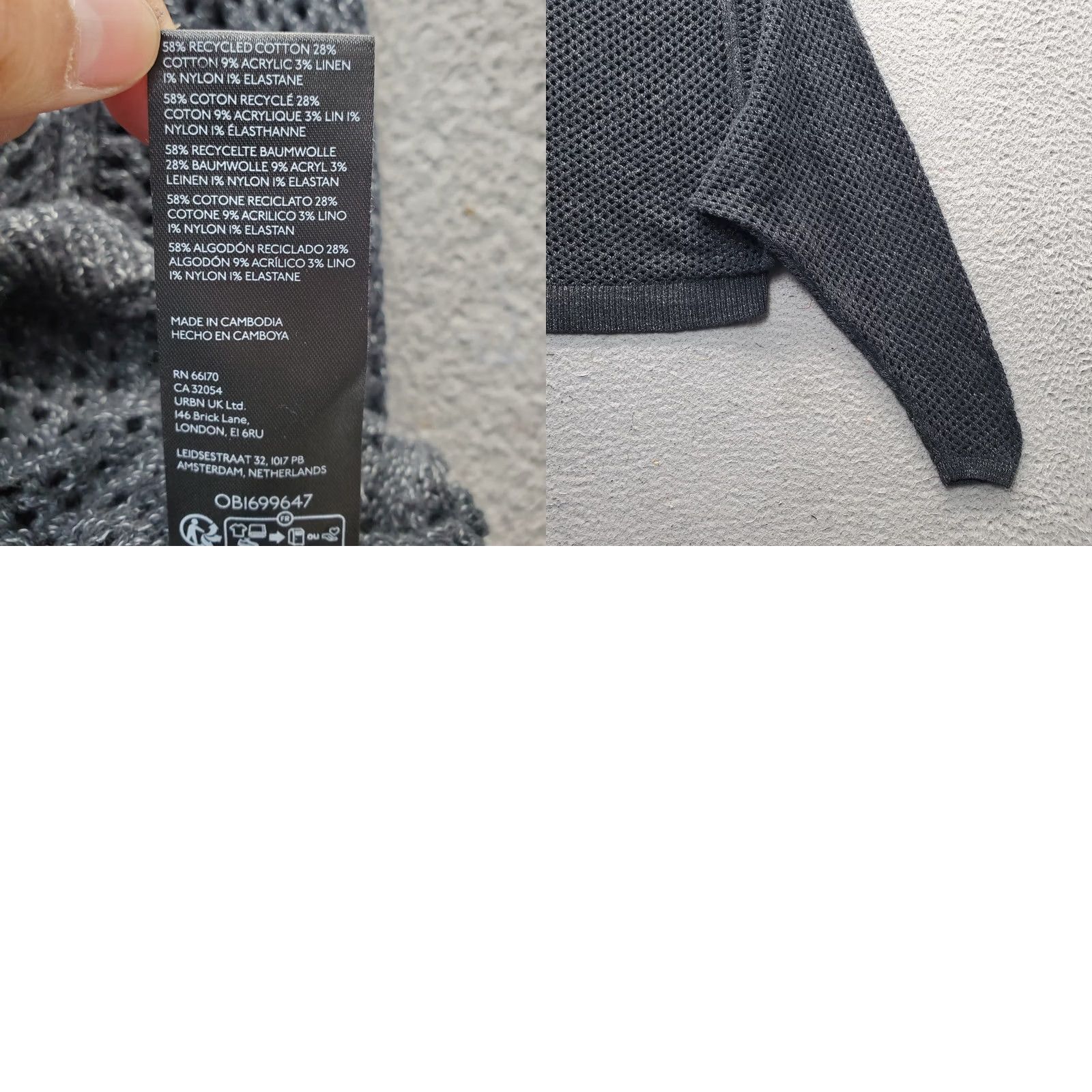 Vintage Pilcro Oversized Sweater Womens XXS Black Crochet Knit Round Neck Knit Open-Knit Raglan Sleeve Pullover Casual Fall Winter Size XXS / US 00 / IT 34 - 8 Thumbnail