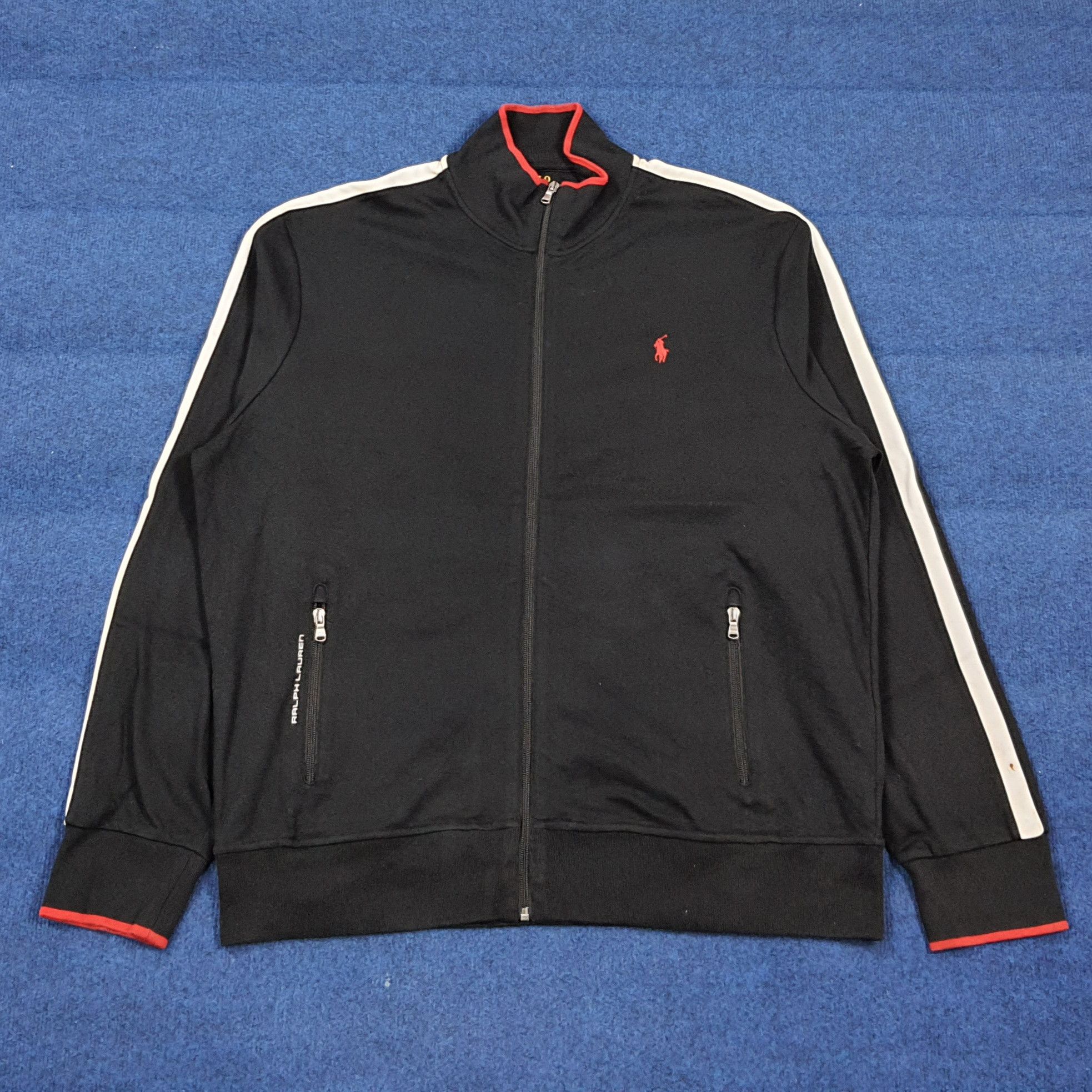 Polo Ralph Lauren Polo Ralph Lauren Track Jacket Black White Side Stripe Size US XL / EU 56 / 4 - 1 Thumbnail