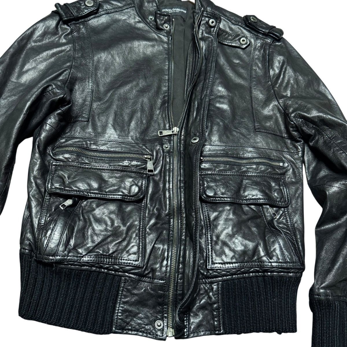 Dolce & Gabbana Vintage Dolce & Gabbana Black Leather Jacket Multipocket Size US M / EU 48-50 / 2 - 12 Thumbnail