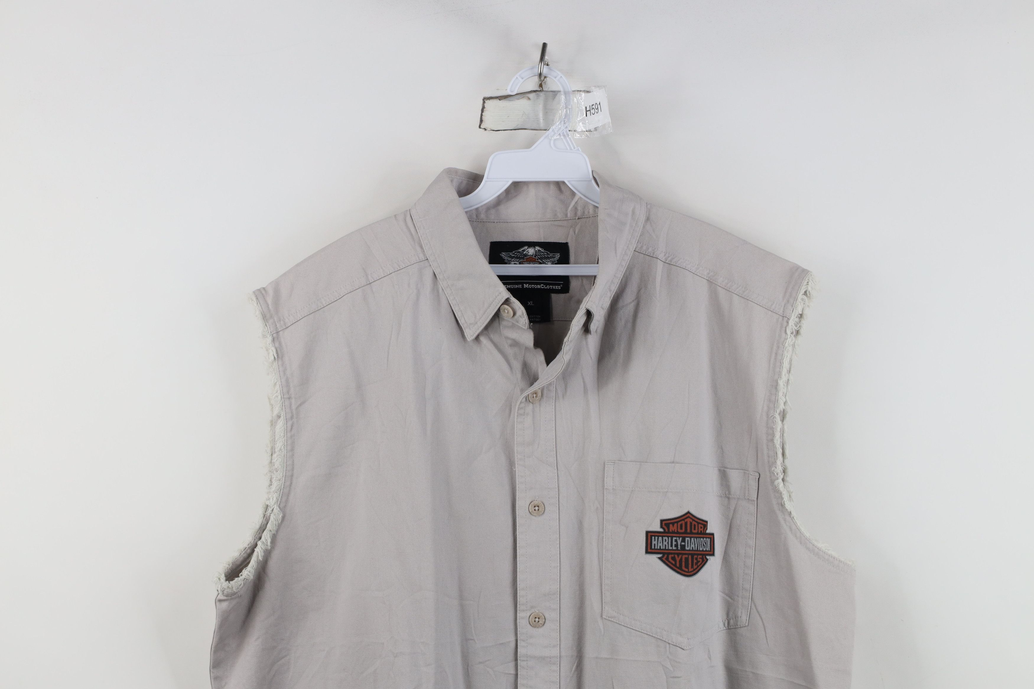 Harley Davidson Vintage Y2K Harley Davidson Off Sleeveless Button Down Shirt Size US XL / EU 56 / 4 - 2 Thumbnail