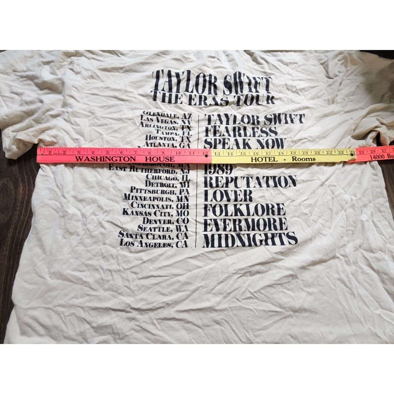 Vintage Taylor Swift The Eras Tour T Shirt - Beige Cotton Crew Neck Short Sleeve - Mens 2XL - Music Band Shirt Size US XXL / EU 58 / 5 - 4 Thumbnail