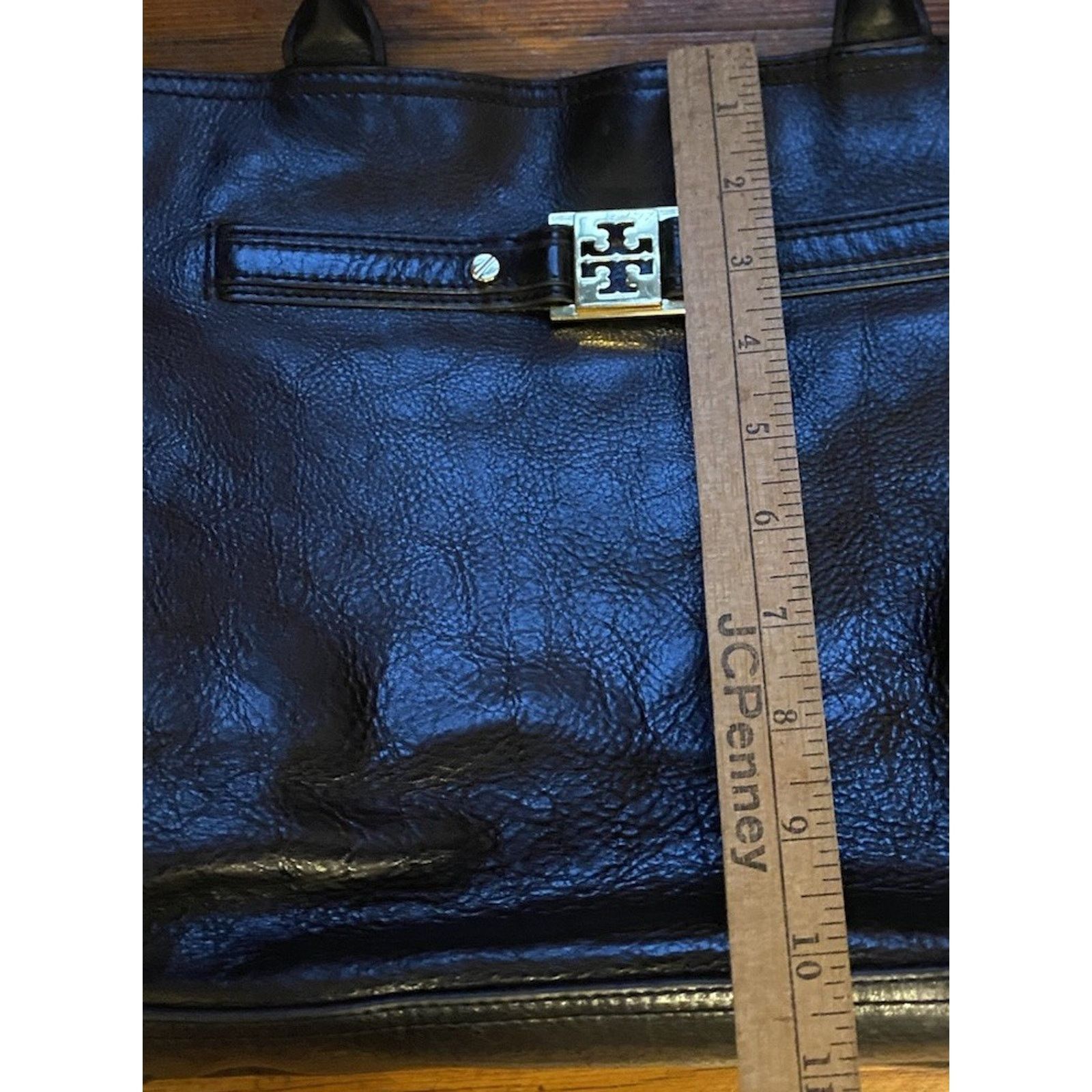 Tory Burch Tory Burch Pebbled Leather Tote Shoulder Handbag Black Bag Size ONE SIZE - 10 Thumbnail