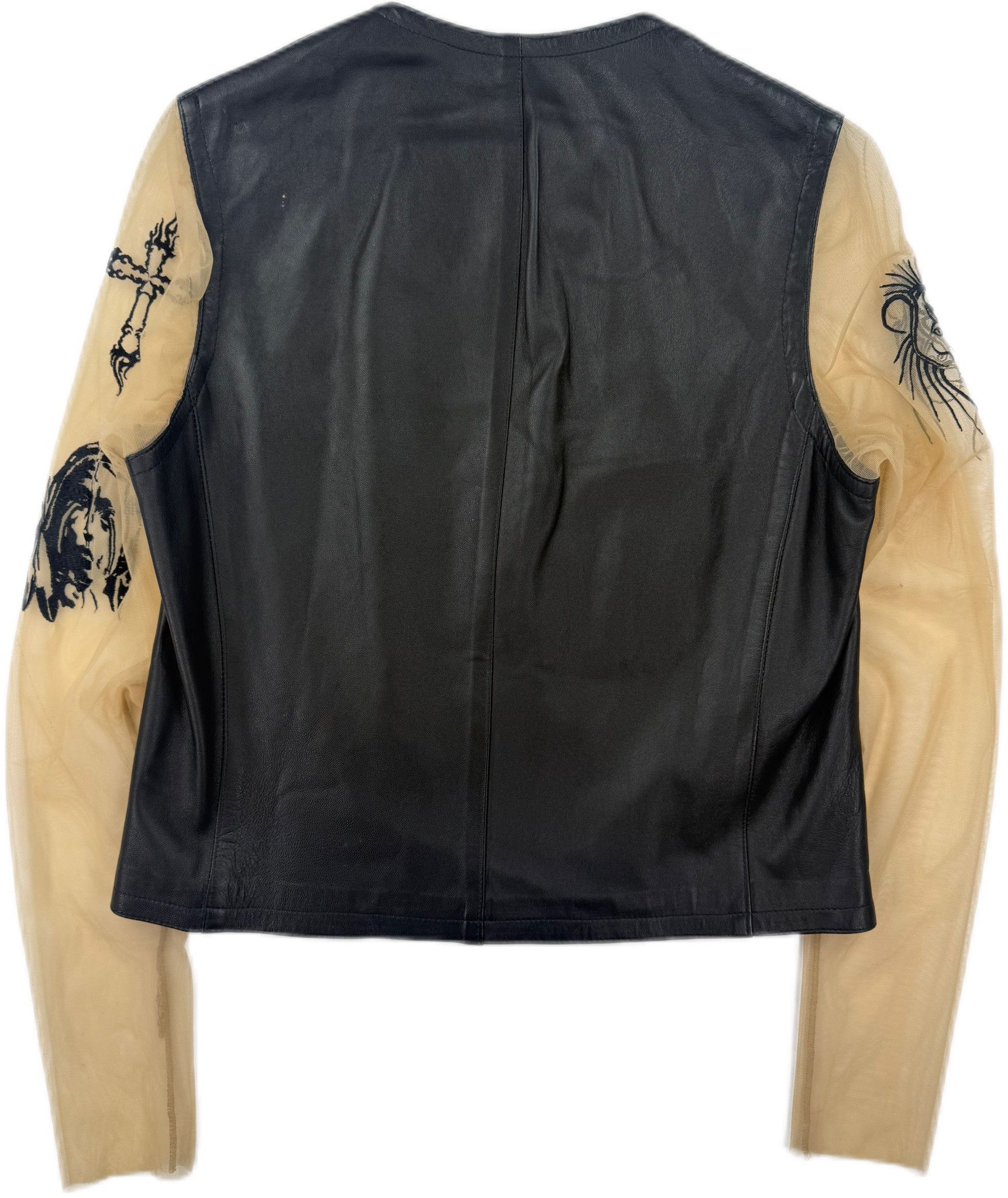 Alexander McQueen AW96 Alexander McQueen Dante Life is Pain Mesh Sleeve Leather Jacket Size US M / EU 48-50 / 2 - 4 Thumbnail