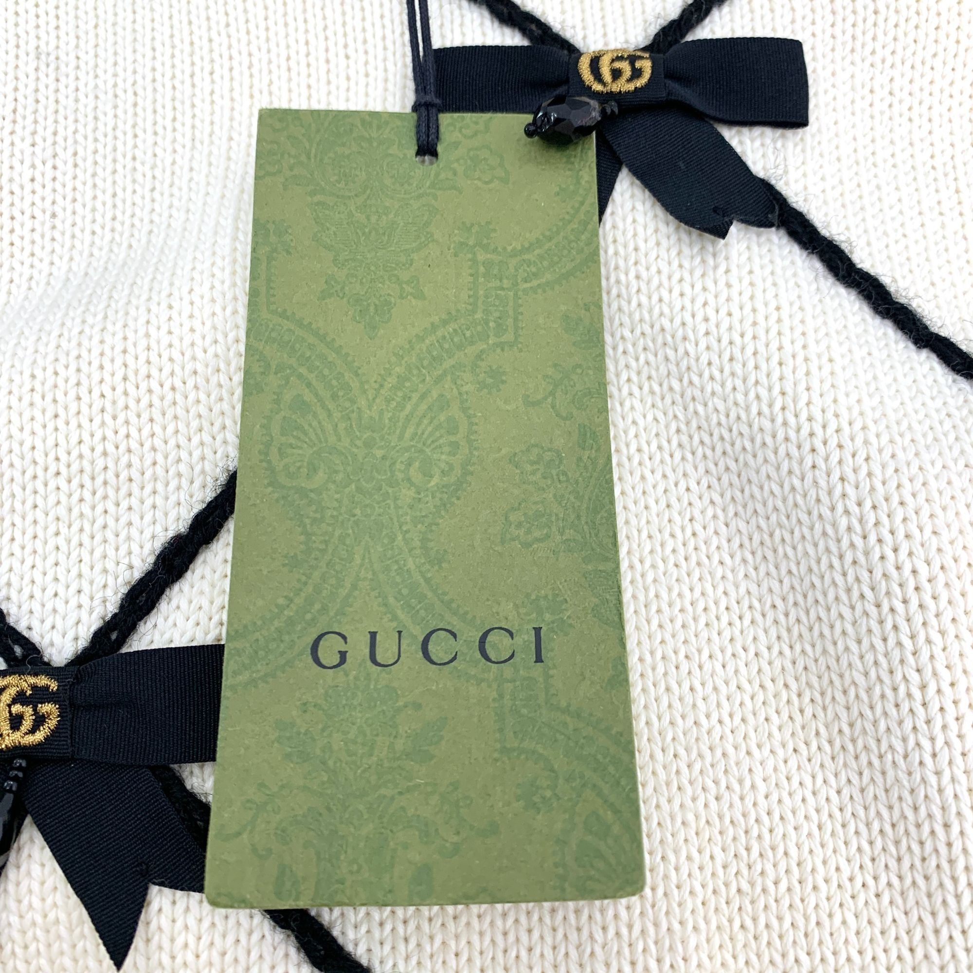 Gucci Gucci Ivory Wool Sweater With Black Bow Details & GG Accents Size XS / US 0-2 / IT 36-38 - 6 Thumbnail