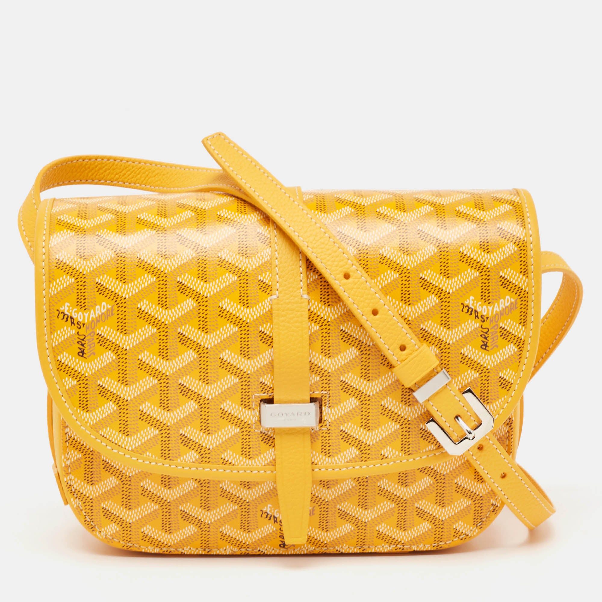 image of Goyard Yellow Ine Coated Canvas Belvedere Pm Bag, Women's