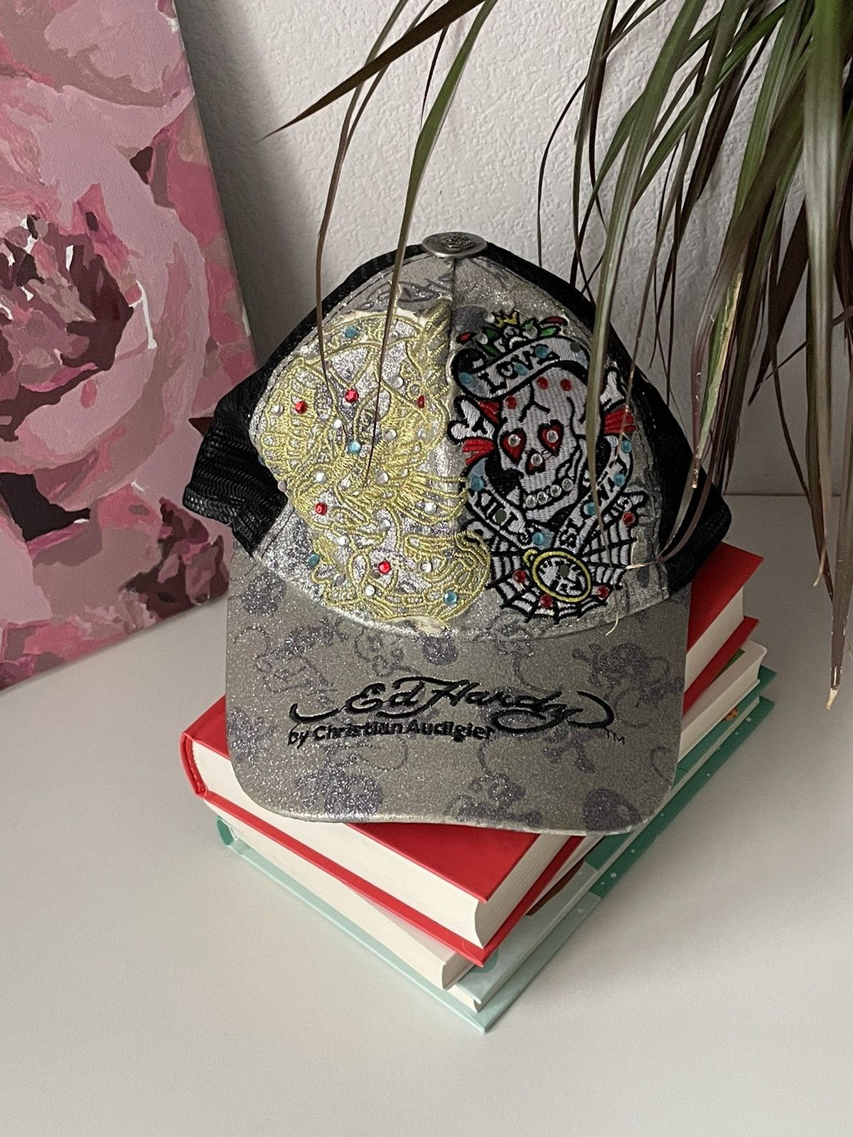 Christian Audigier × Ed Hardy × Japanese Brand Vintage Ed Hardy By Christian Audigier Cap Y2K Hat VERY RARE Size ONE SIZE - 1 Thumbnail