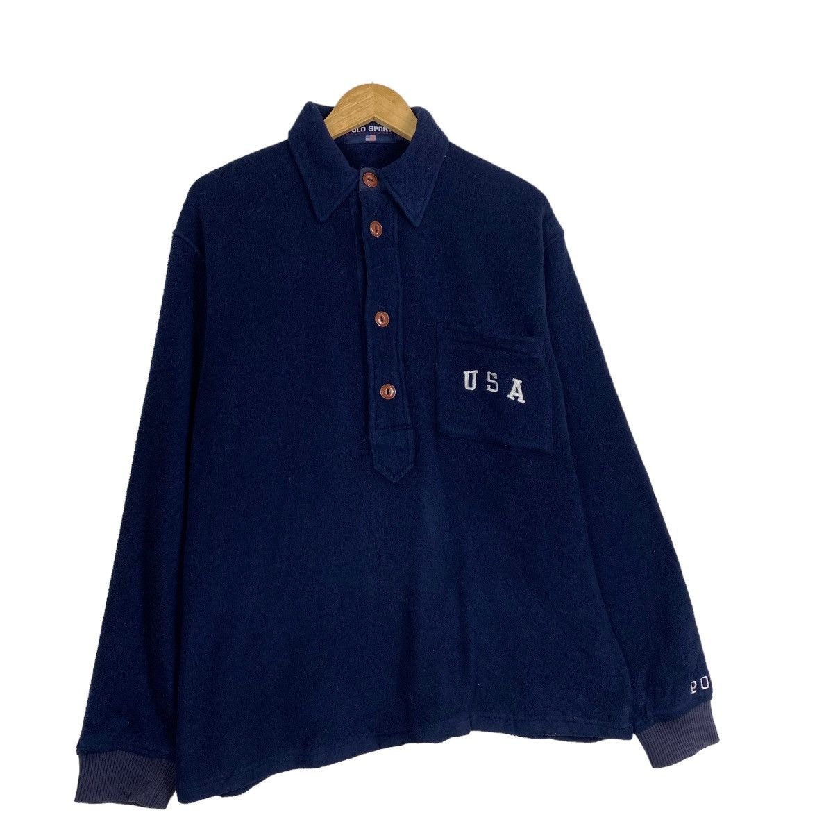 Polo Ralph Lauren × RRL Ralph Lauren × Ralph Lauren Vintage Polo Sports USA Spellout Fleece Size US M / EU 48-50 / 2 - 3 Thumbnail