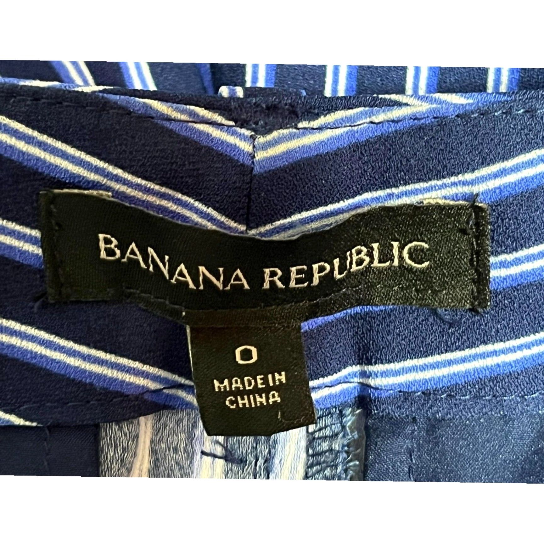 Banana Republic Banana Republic Dress Pants Sz 0 Blue Striped Flat Front Tapered Twill Polyester Business Workwear Women Size 25" / US 0 / IT 36 - 6 Thumbnail