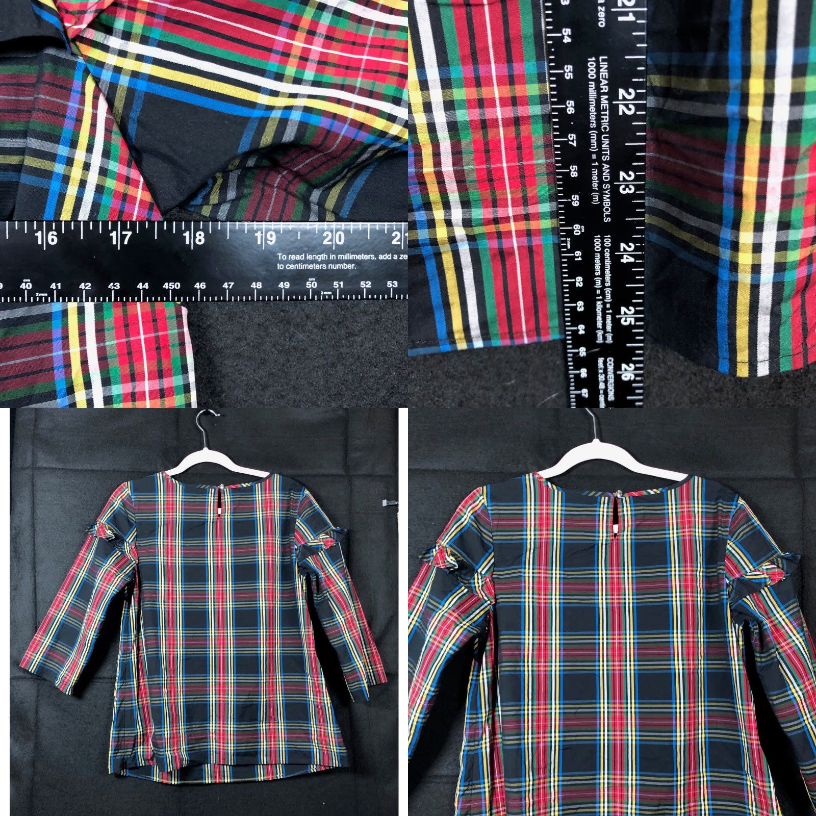 Talbots Talbots Womens Shirt Multicolored Plaid Petite Ruffle 3/4 Sleeve Stretch PM Size M / US 6-8 / IT 42-44 - 8 Thumbnail