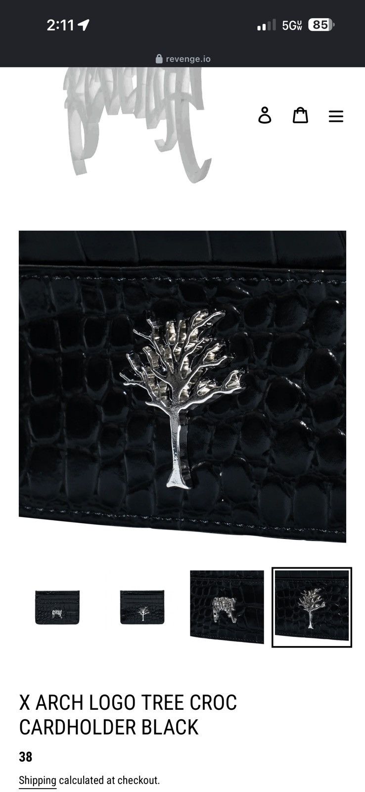 Revenge Revenge X Arch Logo Tree Croc Cardholder Black Size ONE SIZE - 6 Thumbnail