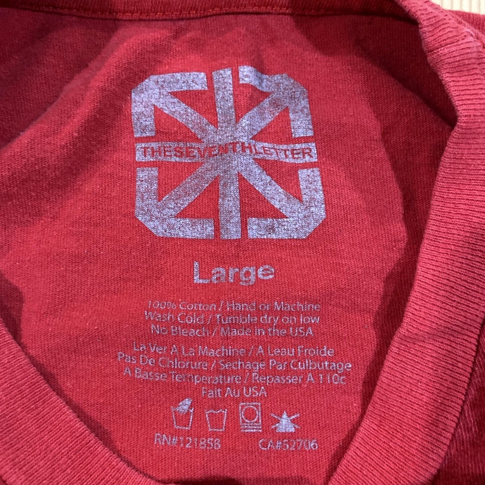 Vintage VINTAGE The Seventh Letter Men's T-Shirt Red Graphic Print Cotton Crew Neck Short Sleeve L Size US L / EU 52-54 / 3 - 3 Thumbnail