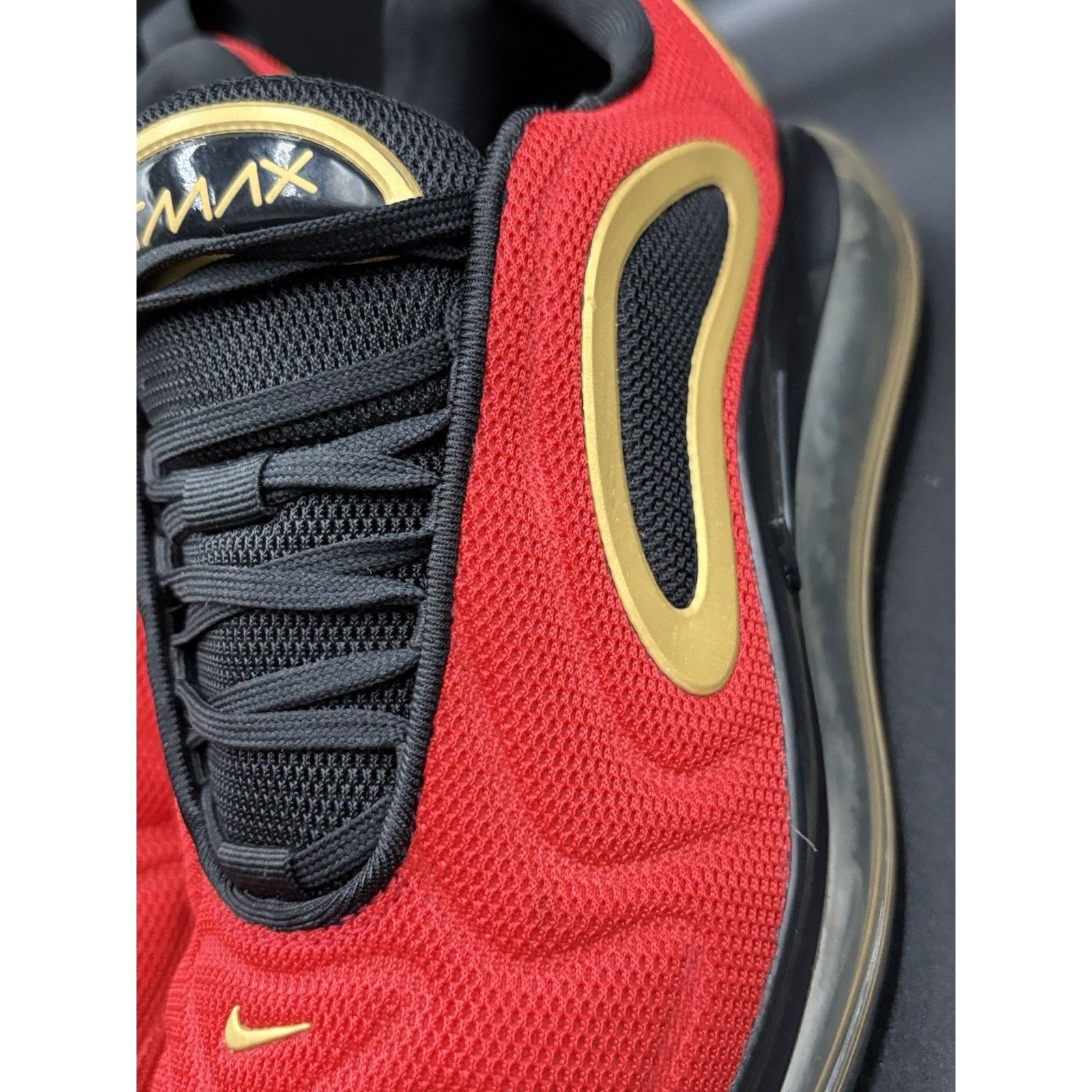 Nike Air Max 720 Red Gold Black Shoes CU4871-600 Wmns Sz8