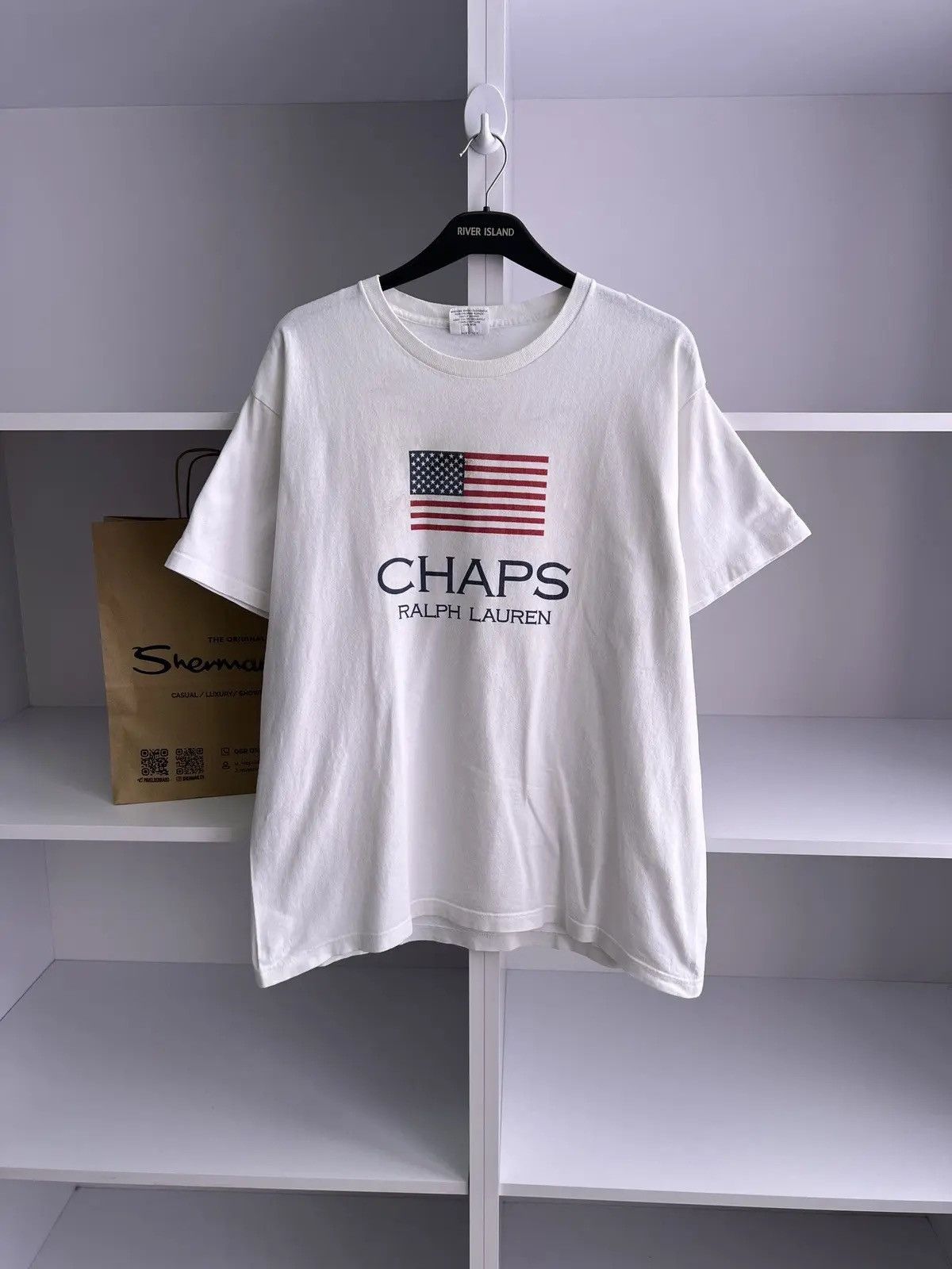 Chaps Ralph Lauren × Polo Ralph Lauren × Vintage Vintage Ralph Lauren Chaps Usa flag tee Size US L / EU 52-54 / 3 - 1 Thumbnail