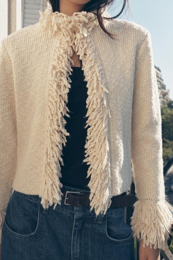 Zara ZARA FRINGED KNIT JACKET Size L / US 10 / IT 46 - 7 Thumbnail