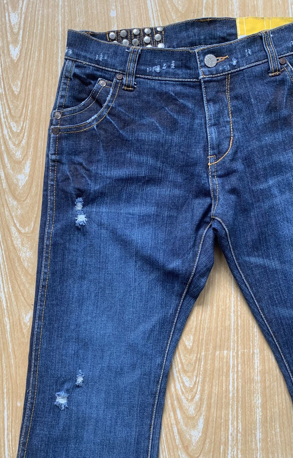 Japanese Brand 🔥 Ocean Pacific Distressed Flare Bootcut Unisex Jeans Pant Size US 27 - 12 Thumbnail